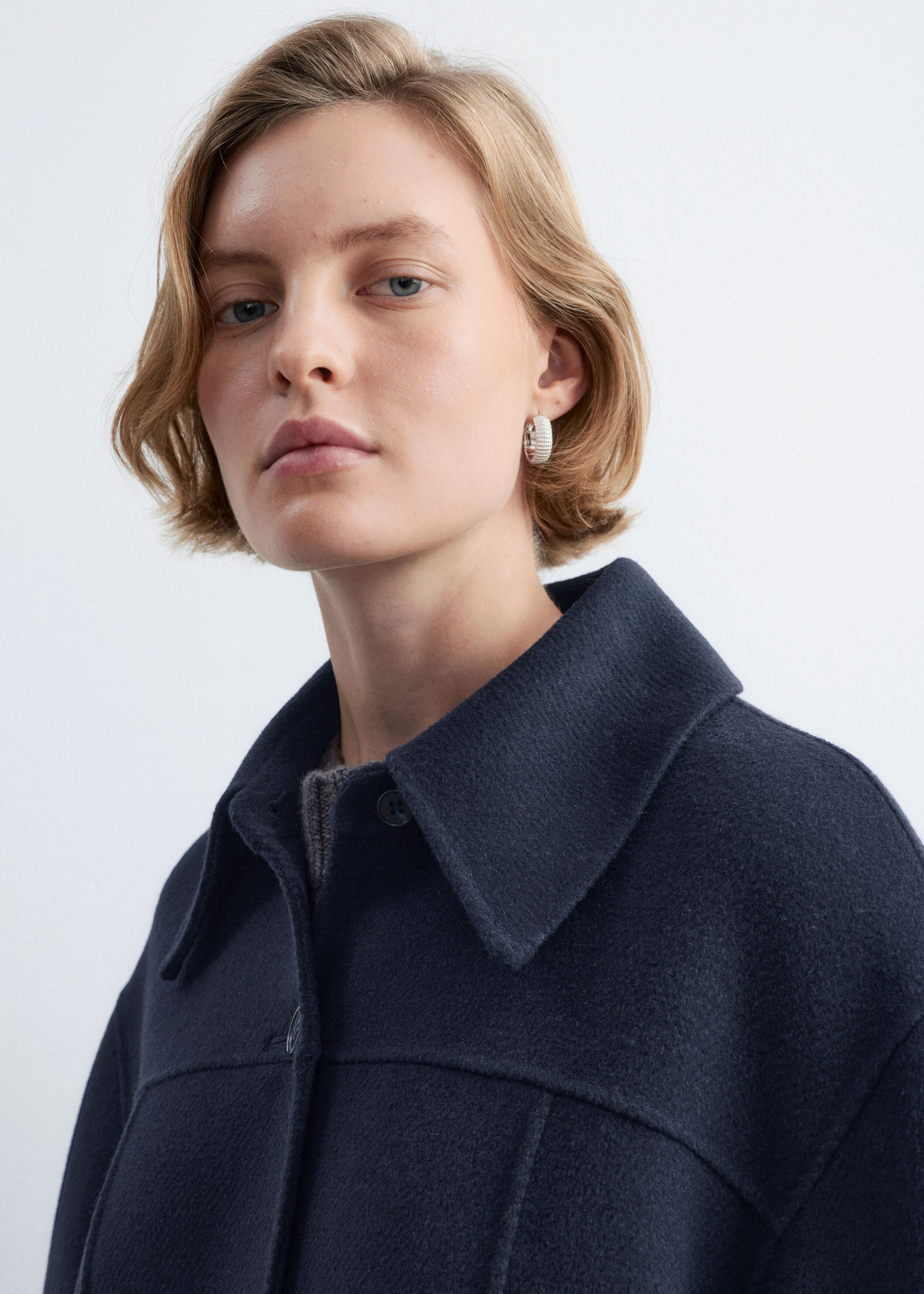 Schmal zulaufende Wolljacke - Navyblau - Stillleben