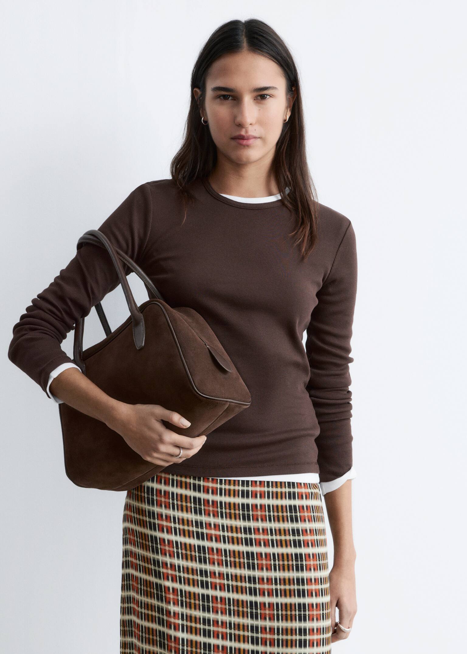 Haut côtelé à manches longues - Marron foncé/Vert foncé/Black/Rayures brunes et blanches/Rayures beiges/noires/Gris clair/Blanc - 7