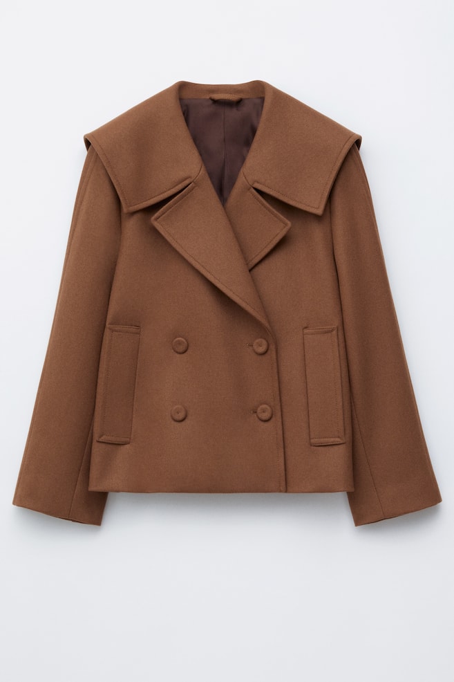 Double-Breasted Wool Jacket - Light Brown - 1