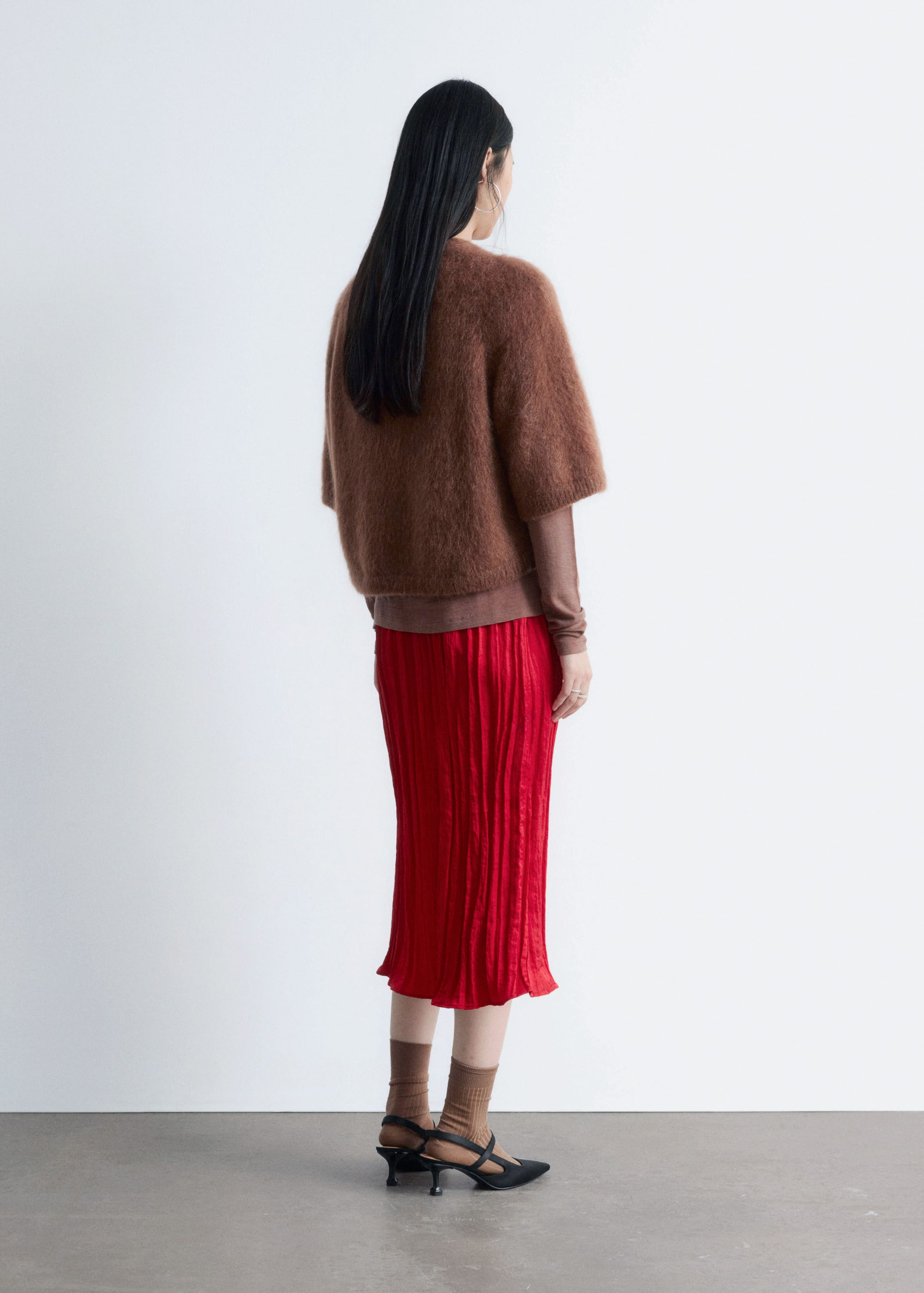 T-shirt en maille de mohair mélangé - Rouge - Lookbook