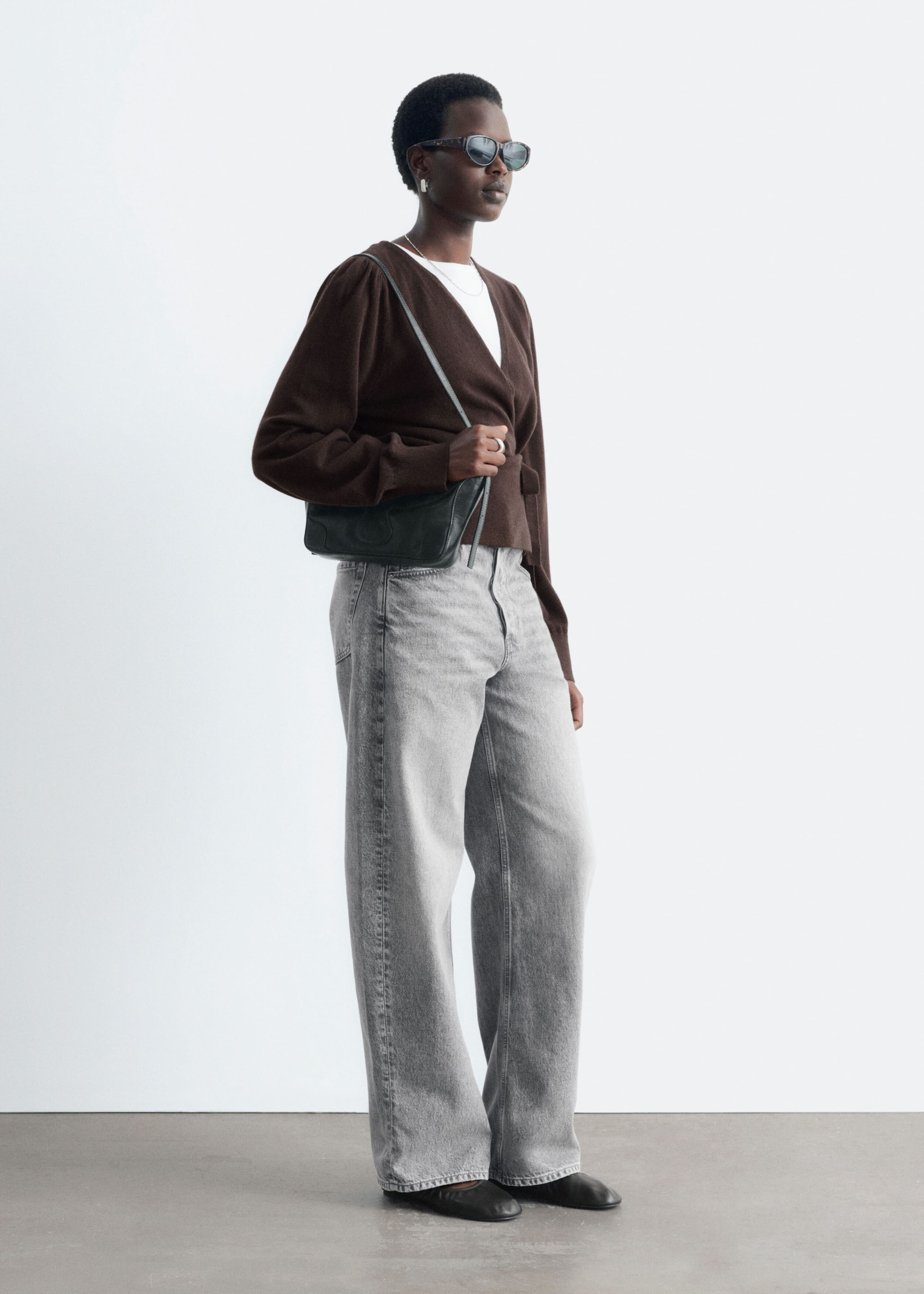 Merino Wool Wrap Cardigan - Dark Brown - Still Life