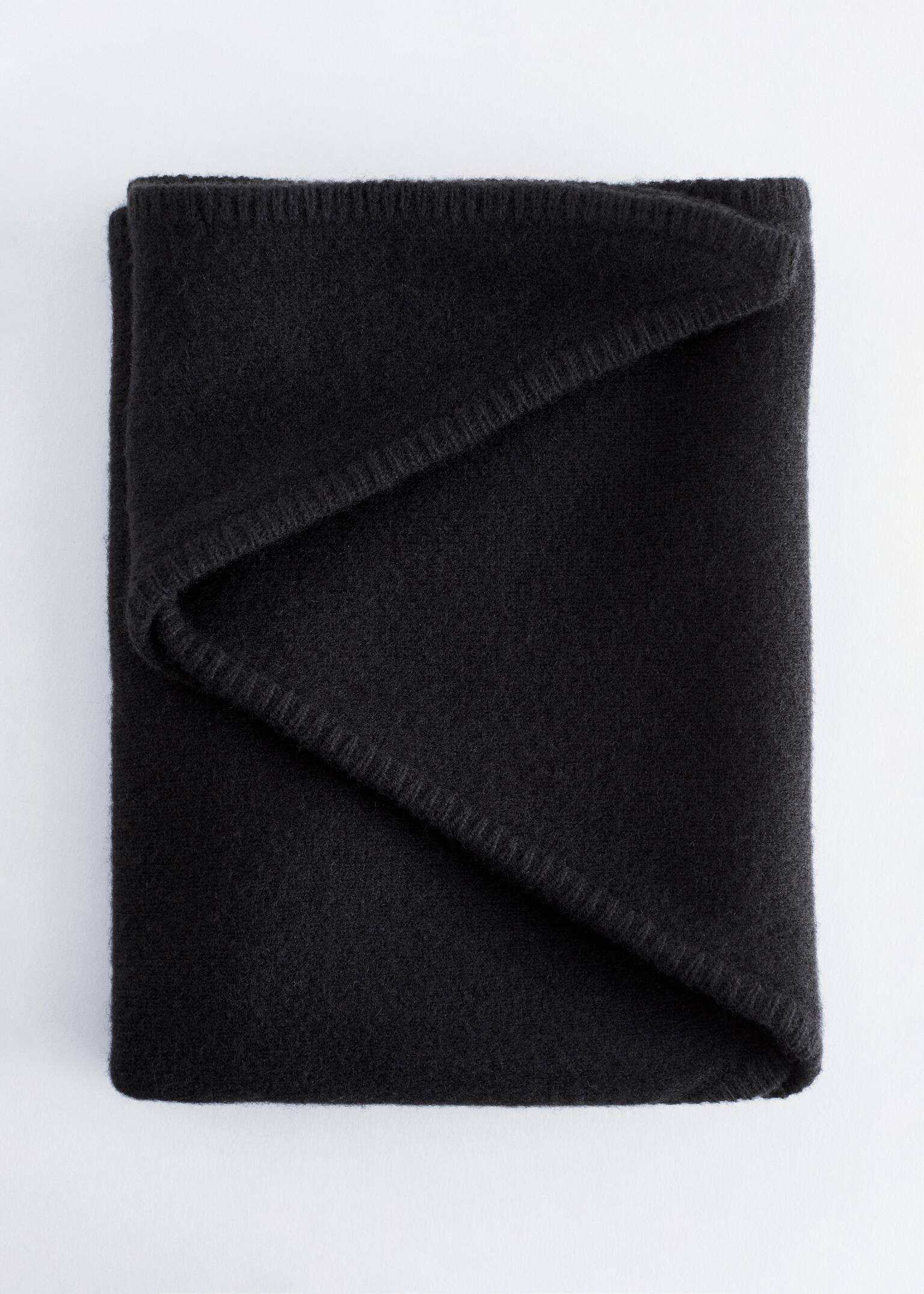 Wełniany trójkątny szalik - Czarny/Szary melanż - 4