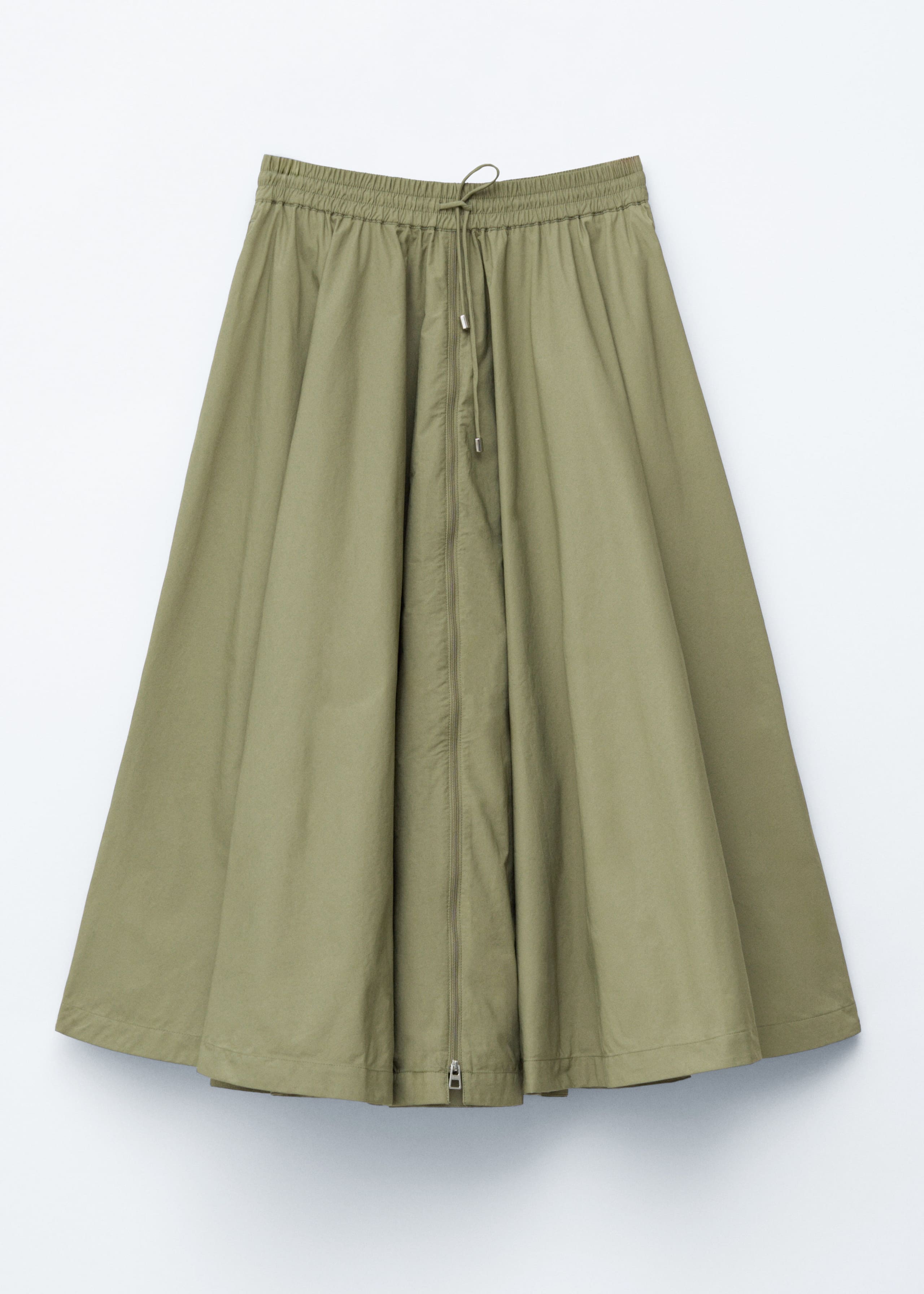 Drawstring A-line Midi Skirt