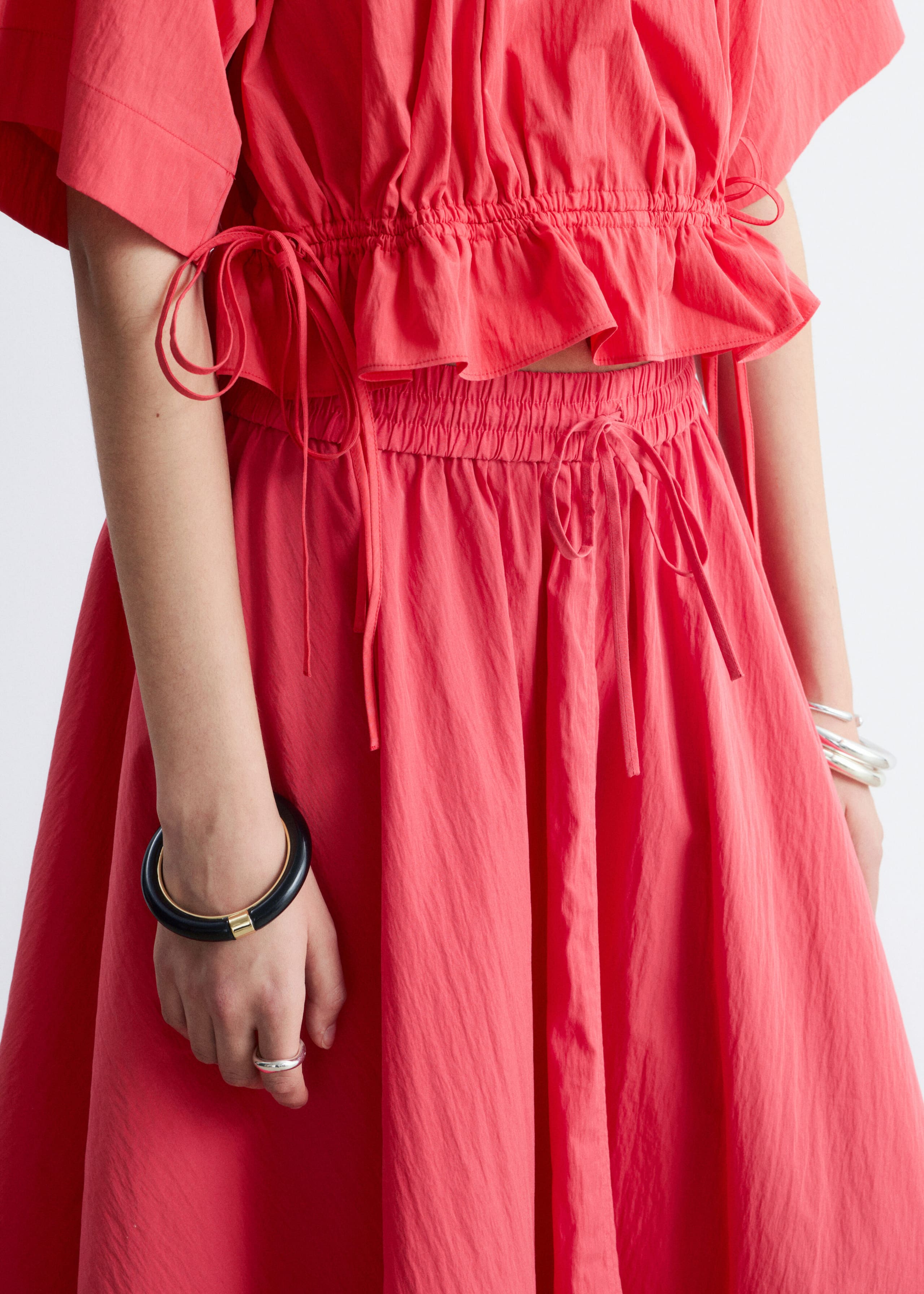 Image of Geraffter Maxirock aus einer Baumwollmischung