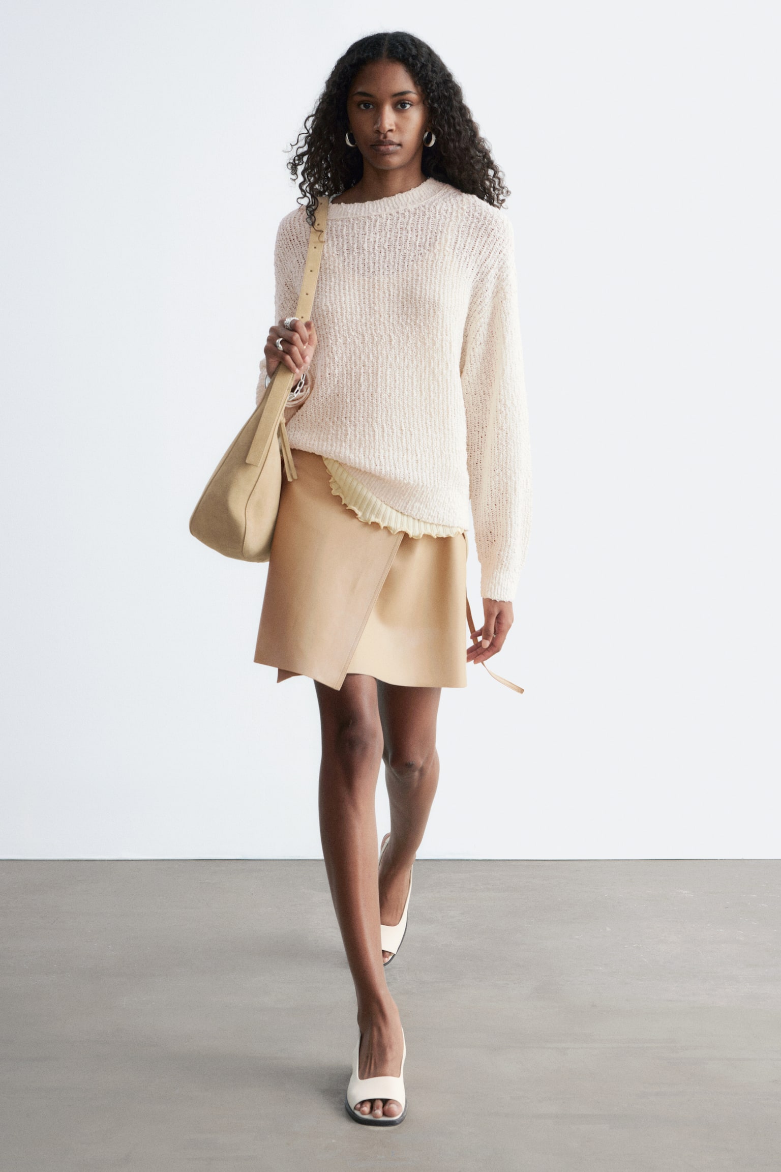 סוודר סריג מתערובת משי וכותנה - 7