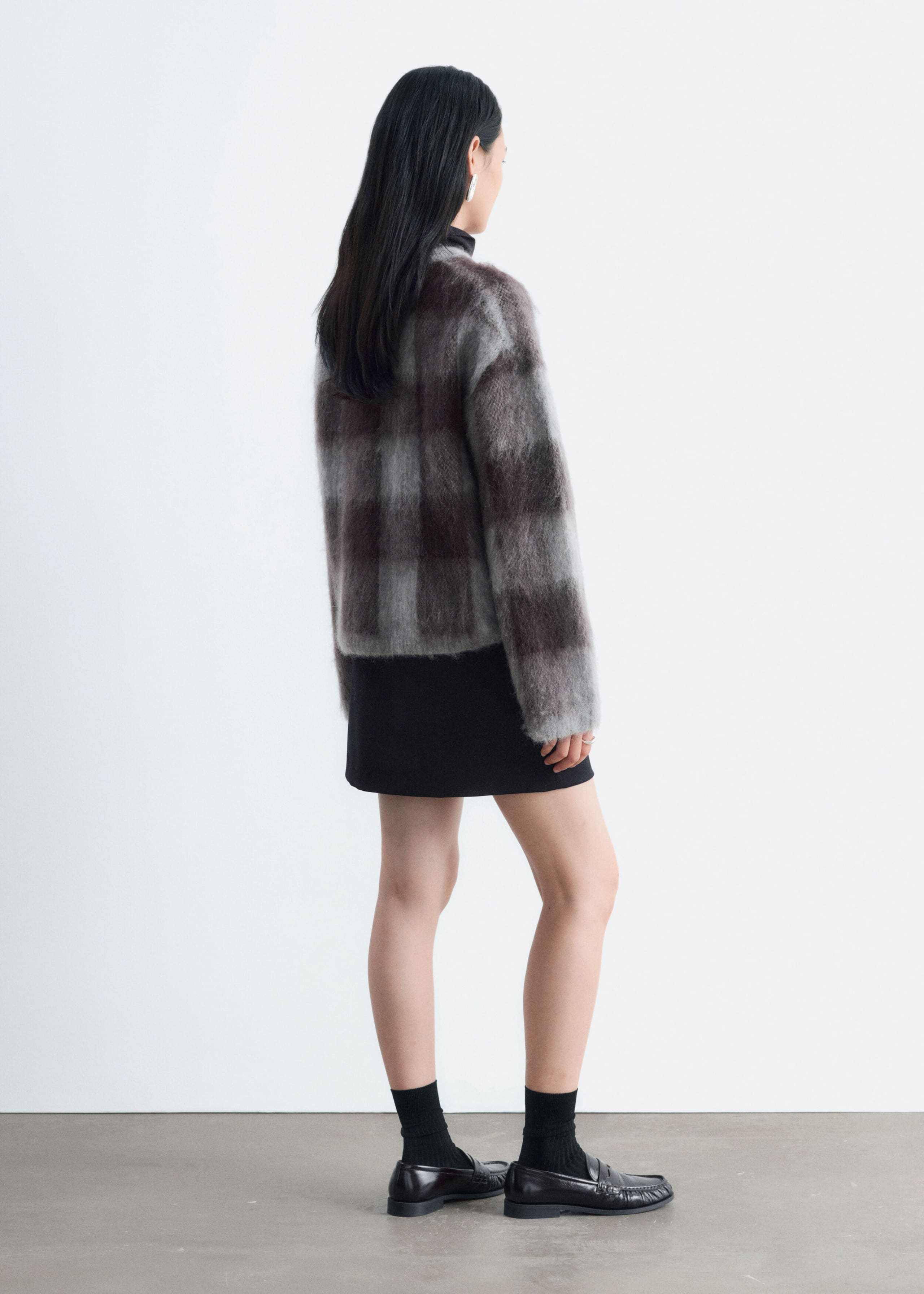 Mohair Blend Jumper - Grey/Checked - Lookbook