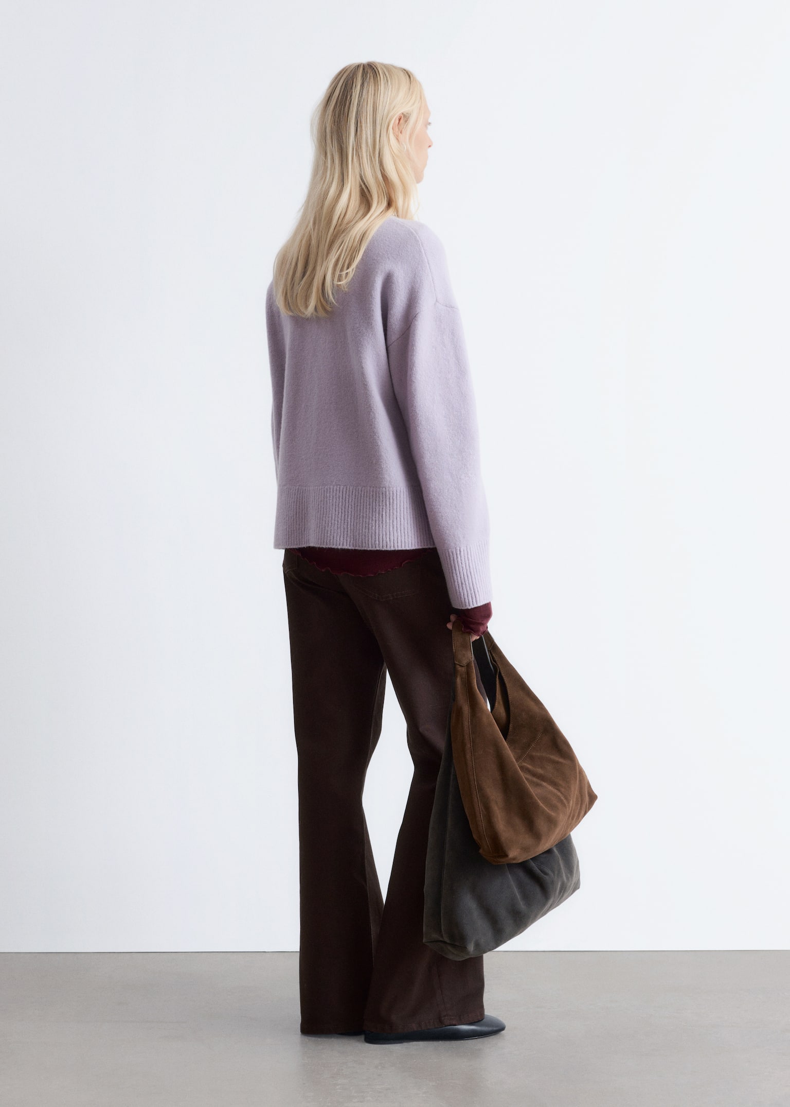 Locker geschnittener Strickpullover - Flieder/Graubraun/Beige/Dunkelblau/Grau meliert/Dunkelrot/Schwarz/Dunkelbraun/Weiß/Hellrosa/Taupe/Navyblau/Cerise Pink/Rot - 4