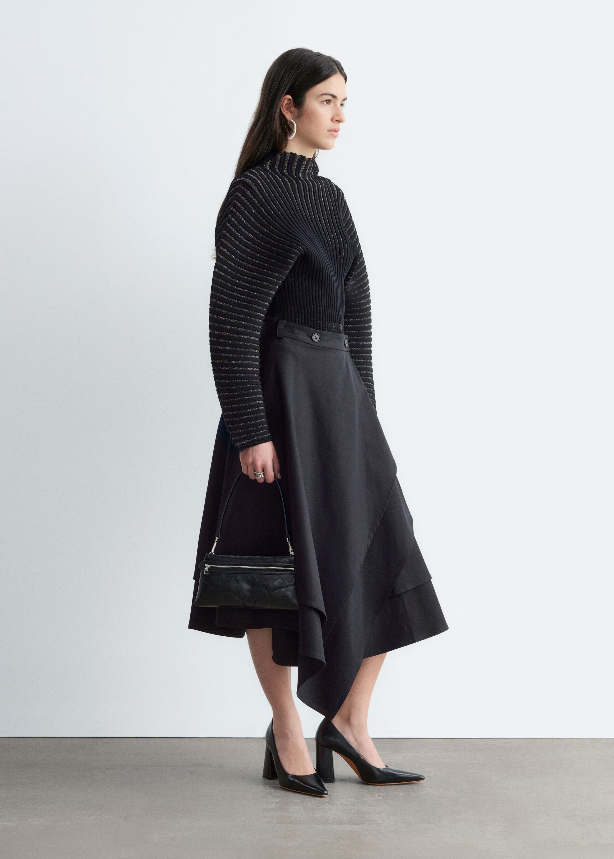 Silver-Rib Jumper - Black/Grey - Lookbook