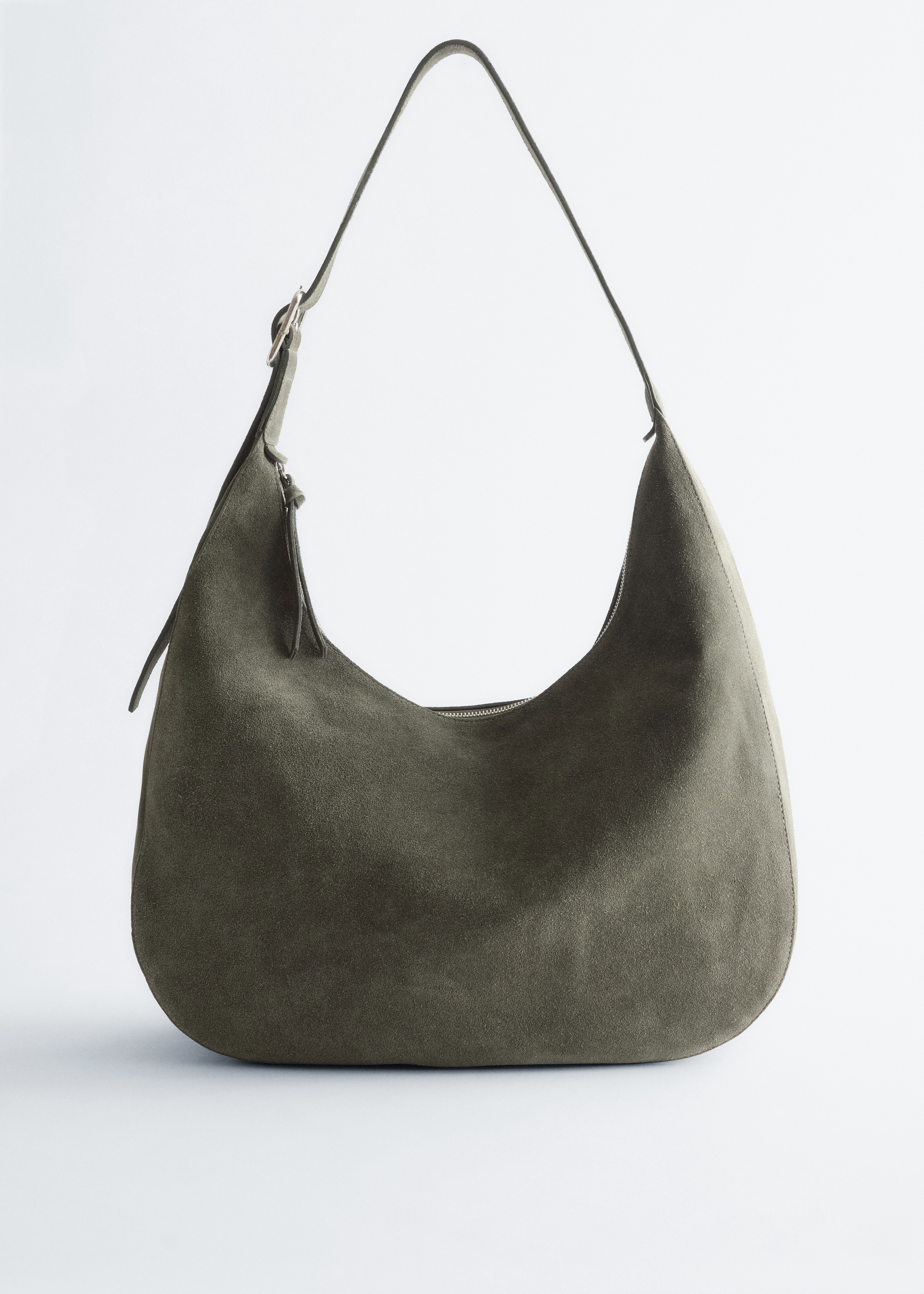 Suède schoudertas - Kakigroen/Donkerbruin