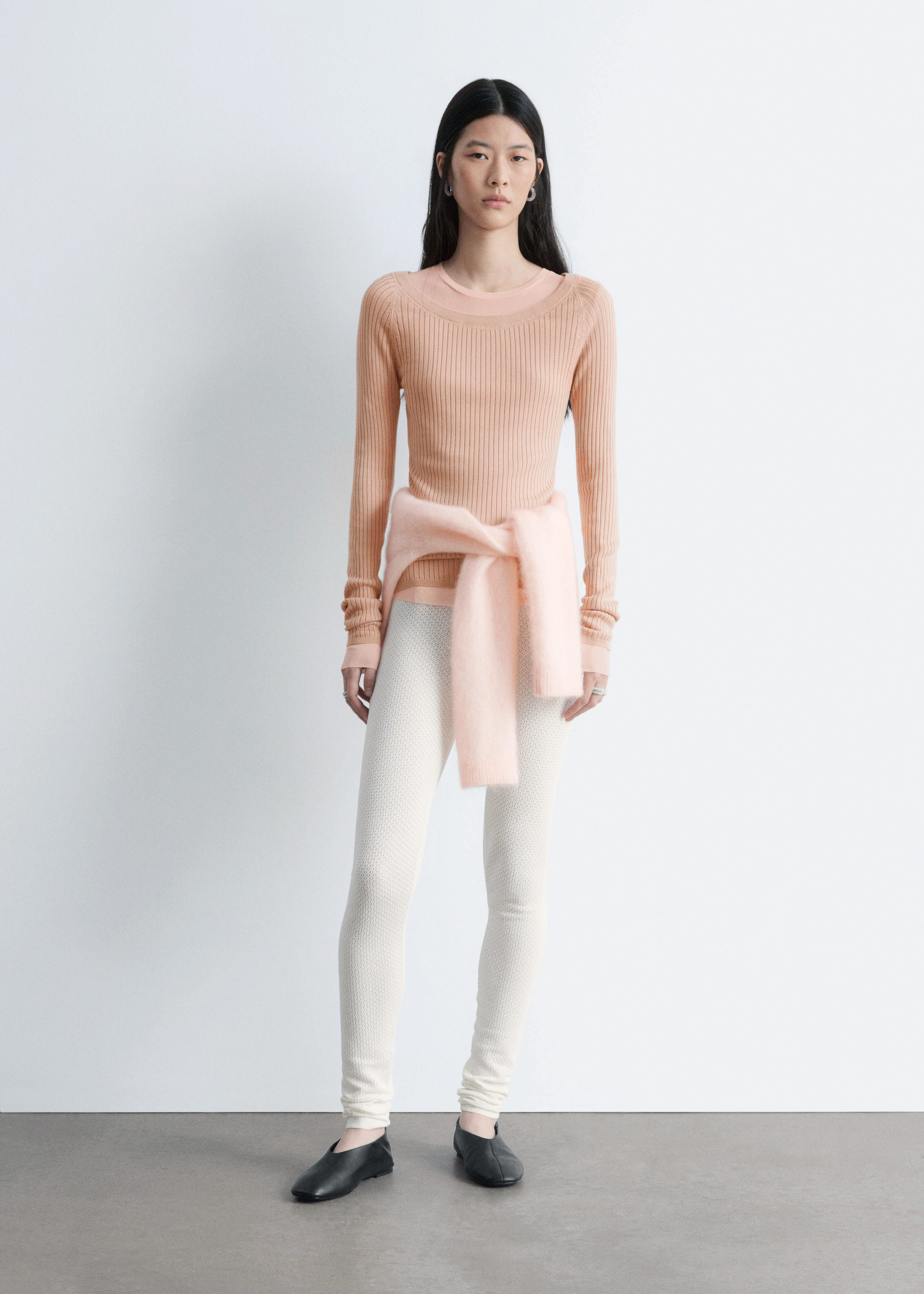 Boat-Neck Rib-Knit Top - Peach - & Other Stories US