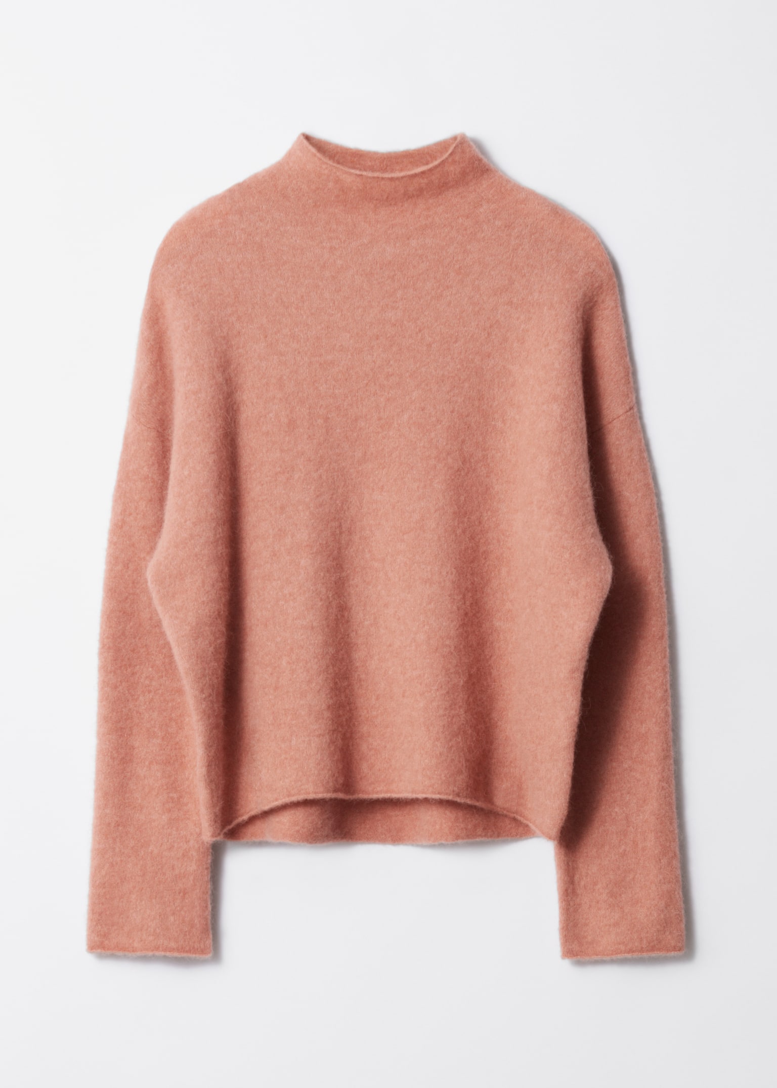 Pull à col montant en maille d’alpaga - Orange/Bleu/Gris