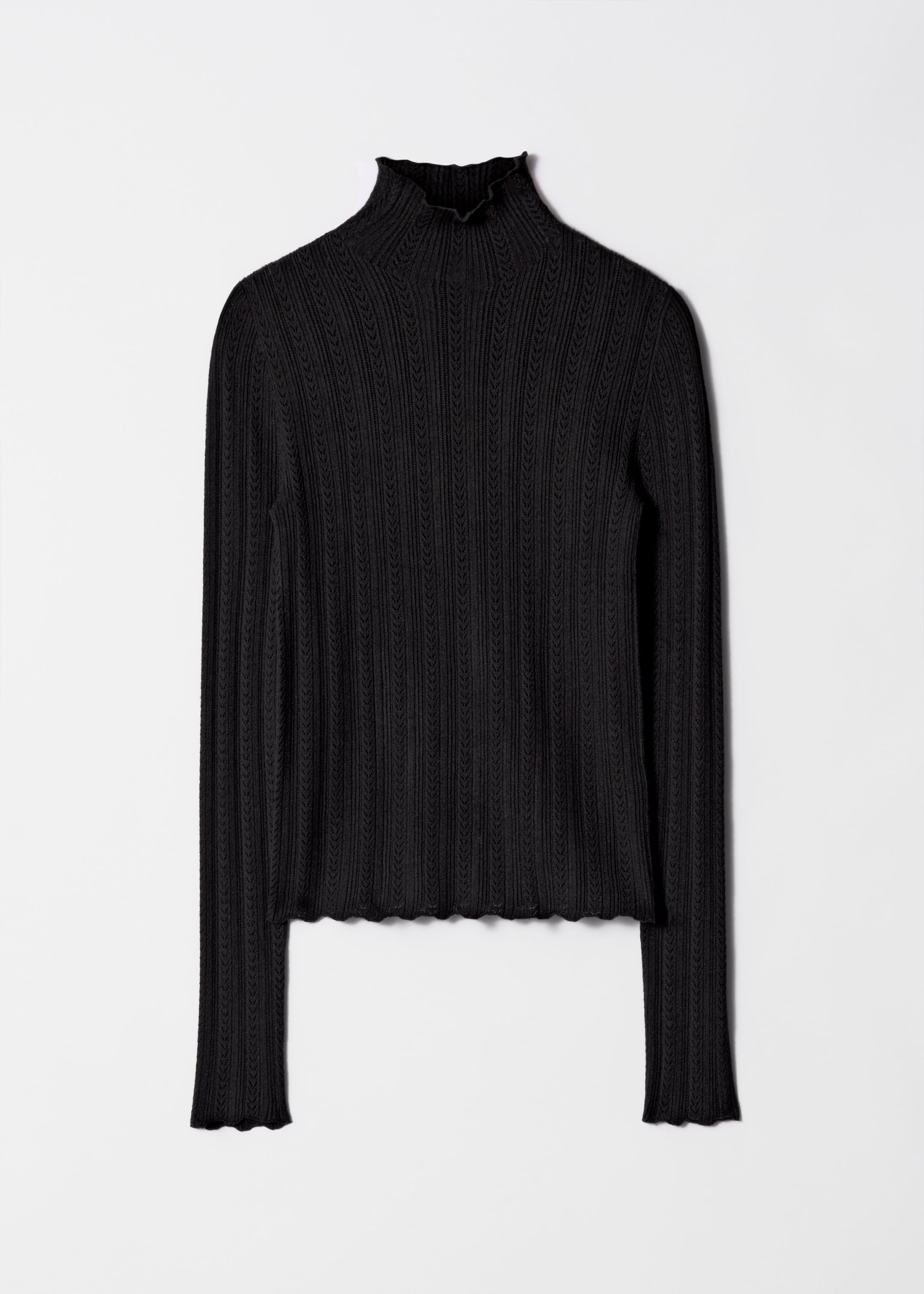 Grösseres Bild ansehen: Oberteil aus Pointelle-Strick mit Rollkragen - Schwarz - DAMEN | H&M CH 1