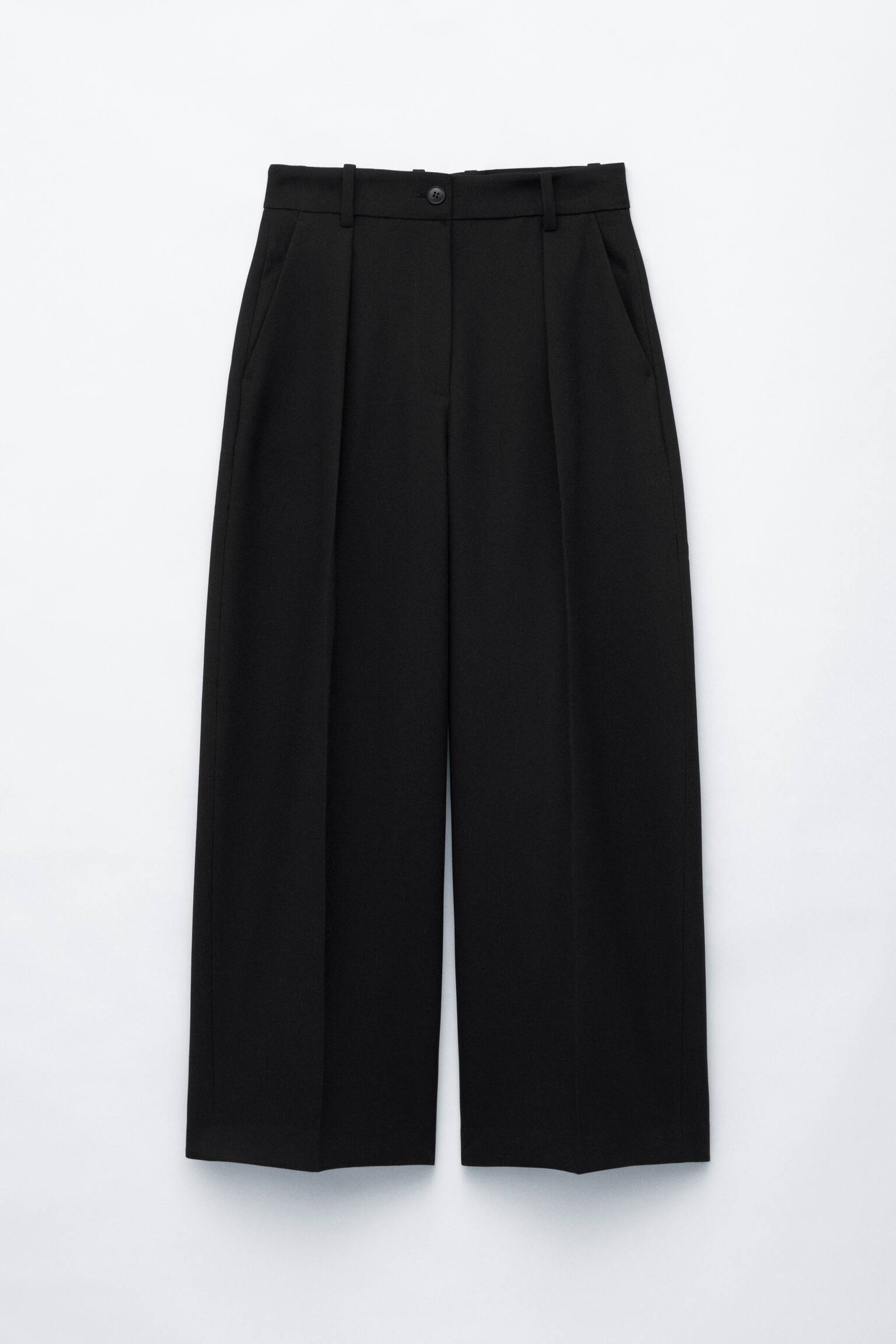 Cropped Pleat Trousers - 1