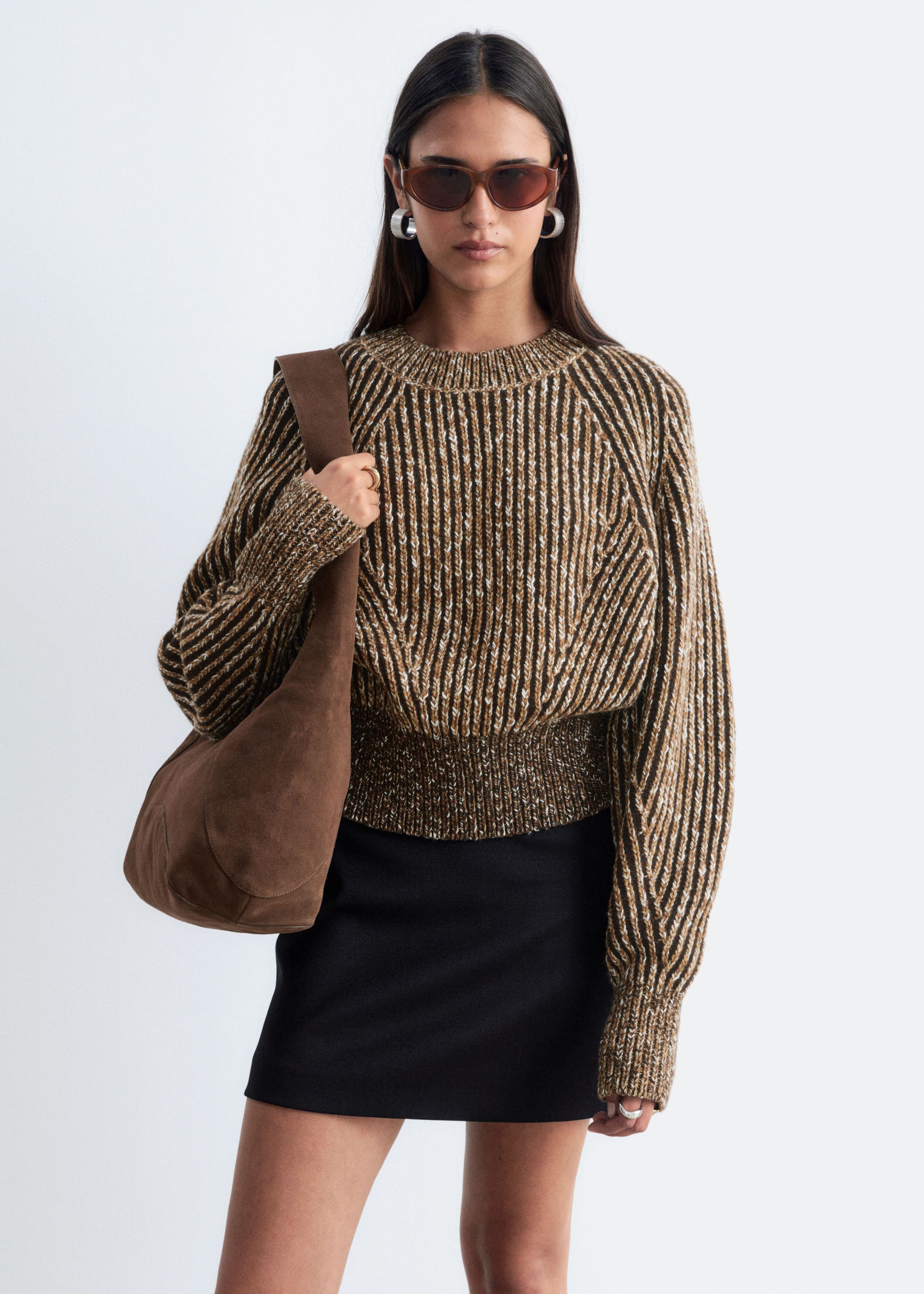 Wool-Cotton Jumper - Brown Melange - Still Life
