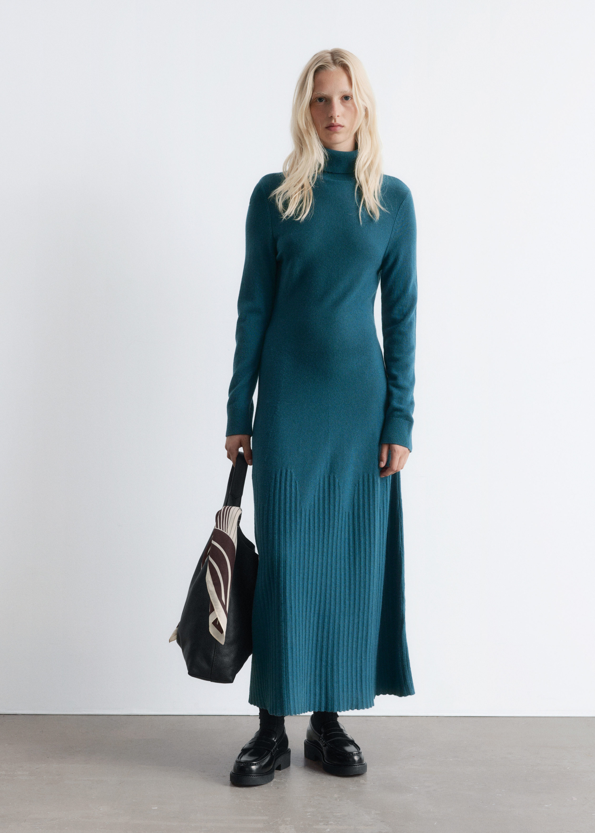Merino-Wool Turtleneck Maxi Dress - Dark Turquoise - & Other