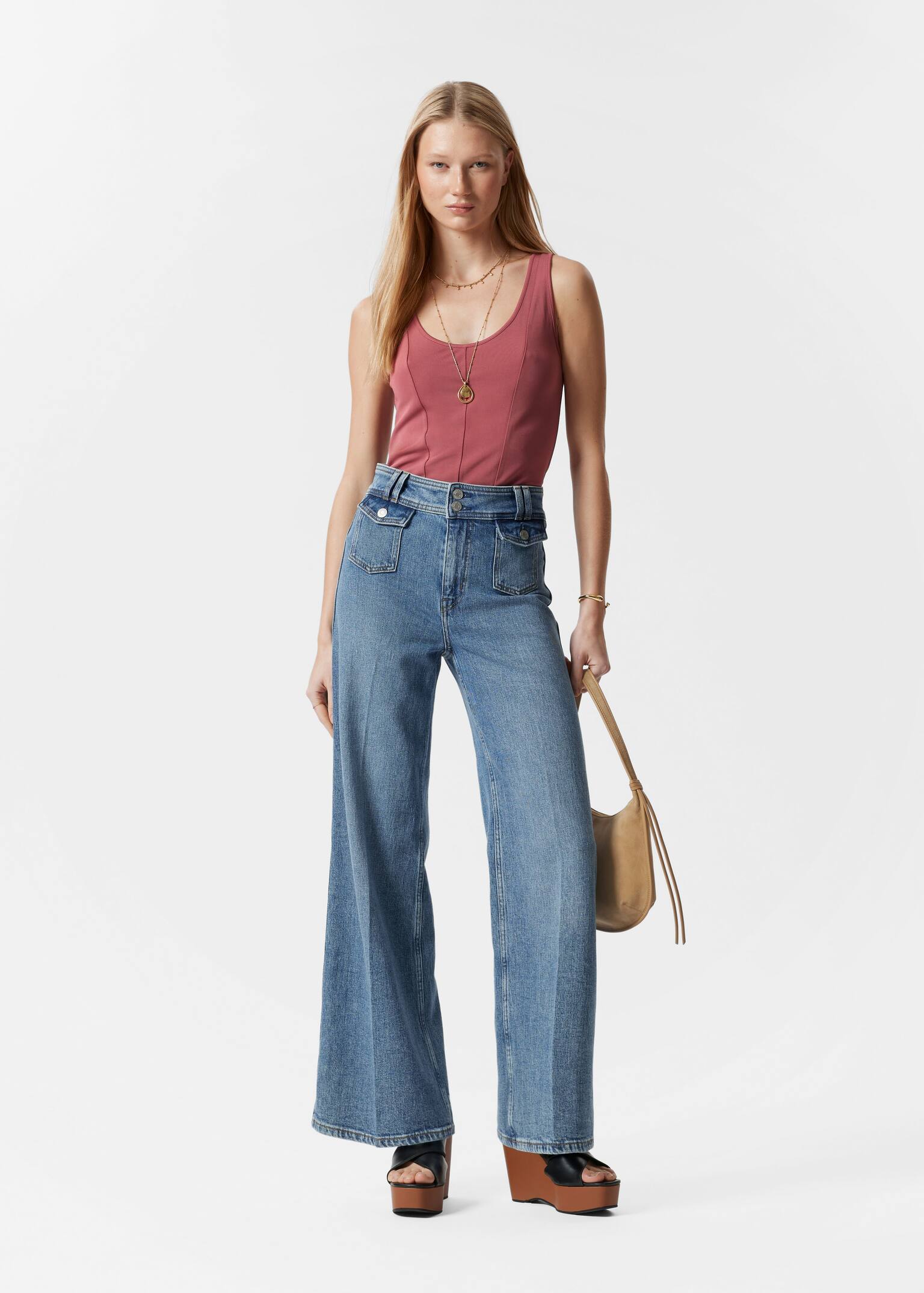 Maiou cu cusături decorative - Dusty Red - 3