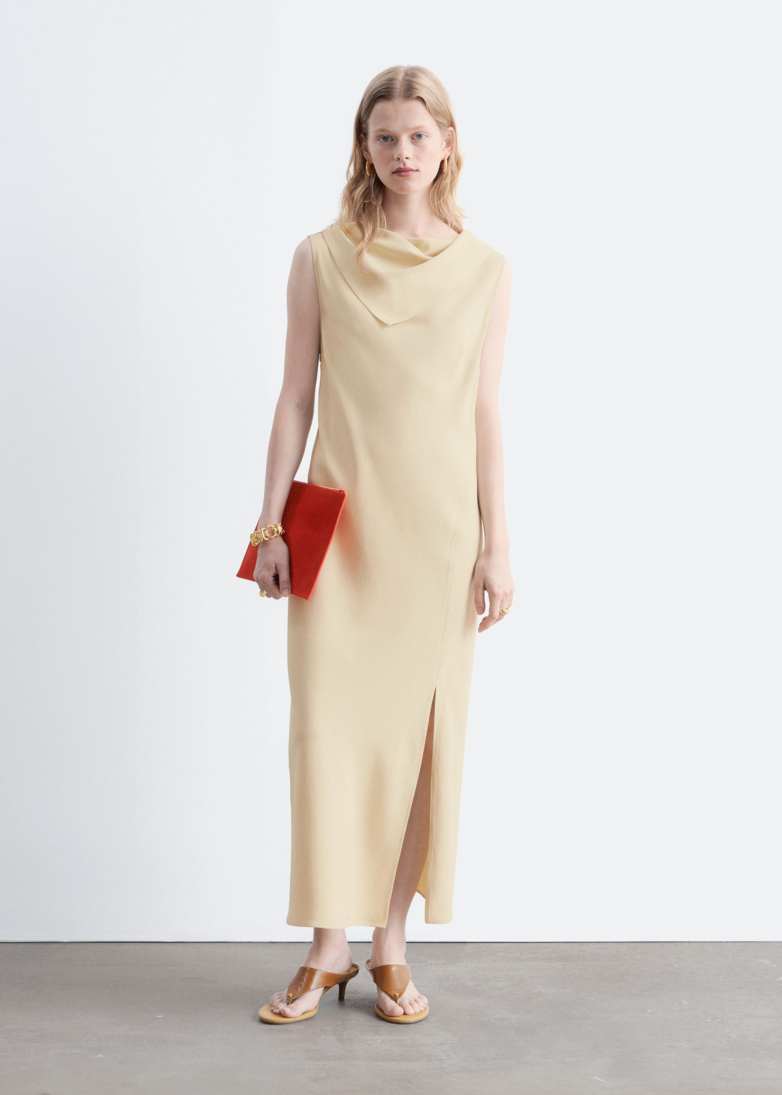 Scarf-Detail Midi Dress - Light Beige - Still Life