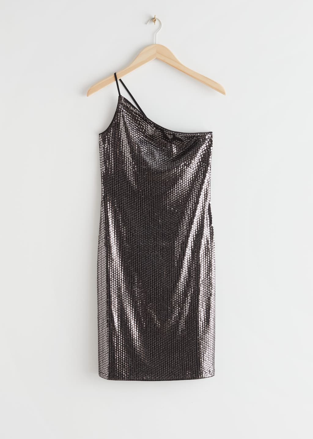 Mini robe asymétrique à une épaule - Paillettes argentées - Still Life