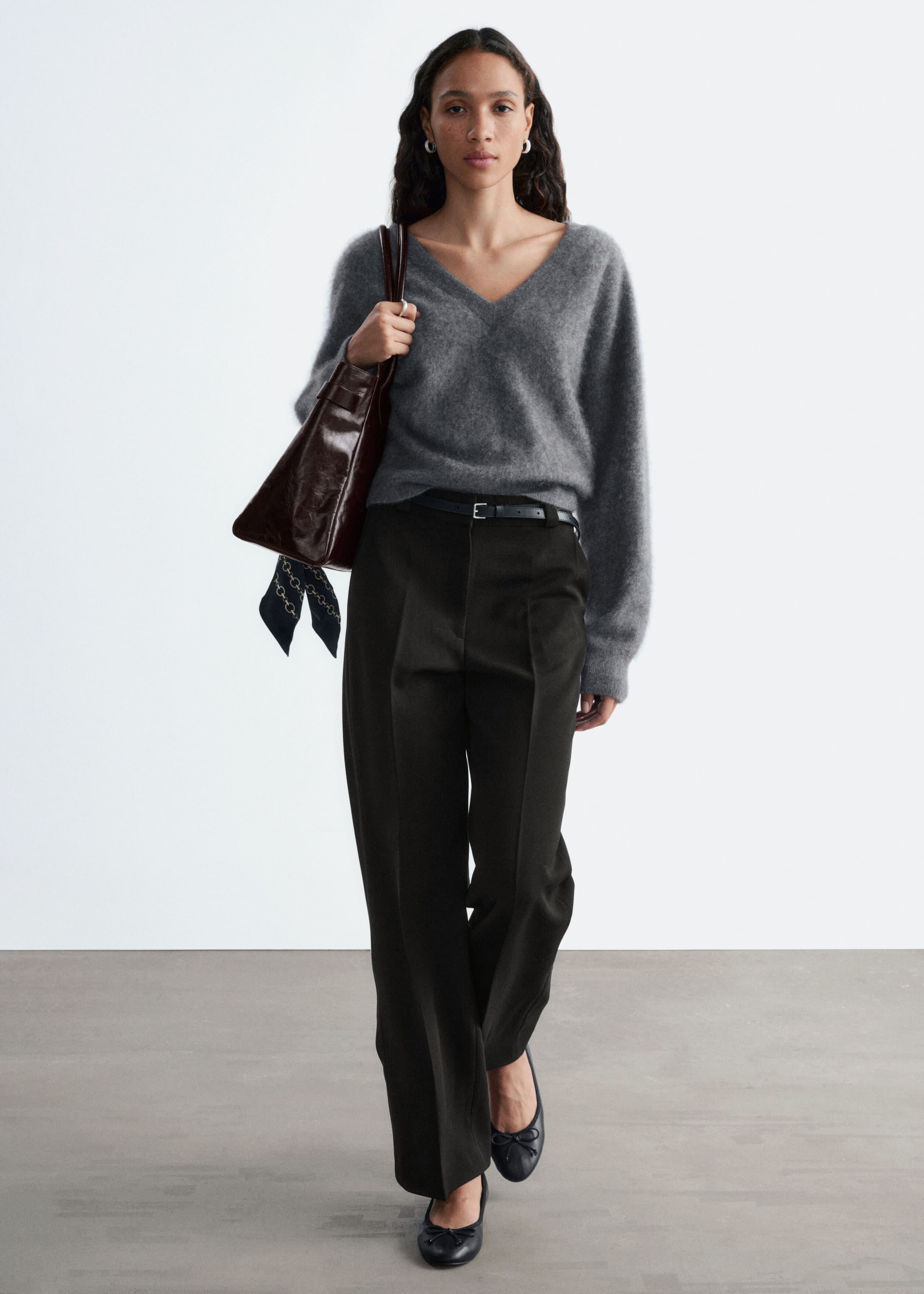 Straight Press-Crease Trousers - Black - Lookbook