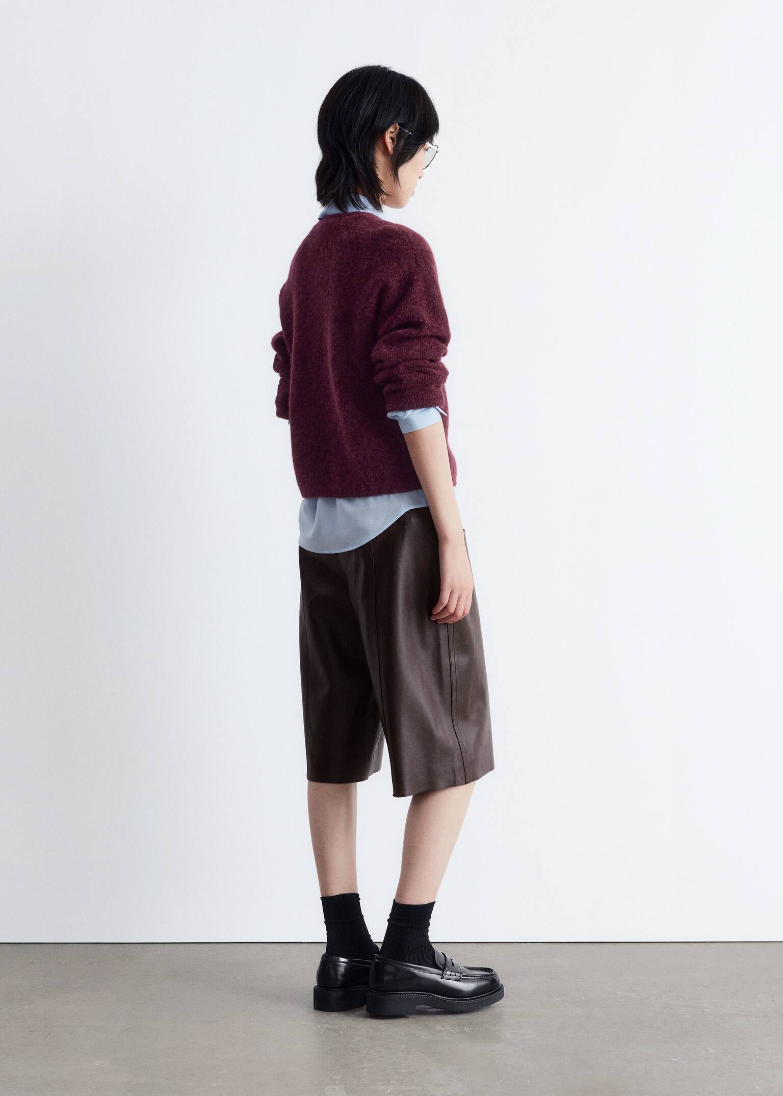 Alpaca-Blend Knitted Cardigan - Burgundy Melange/Taupe Brown/Dusty Pink/White/Mole/Grey - 6