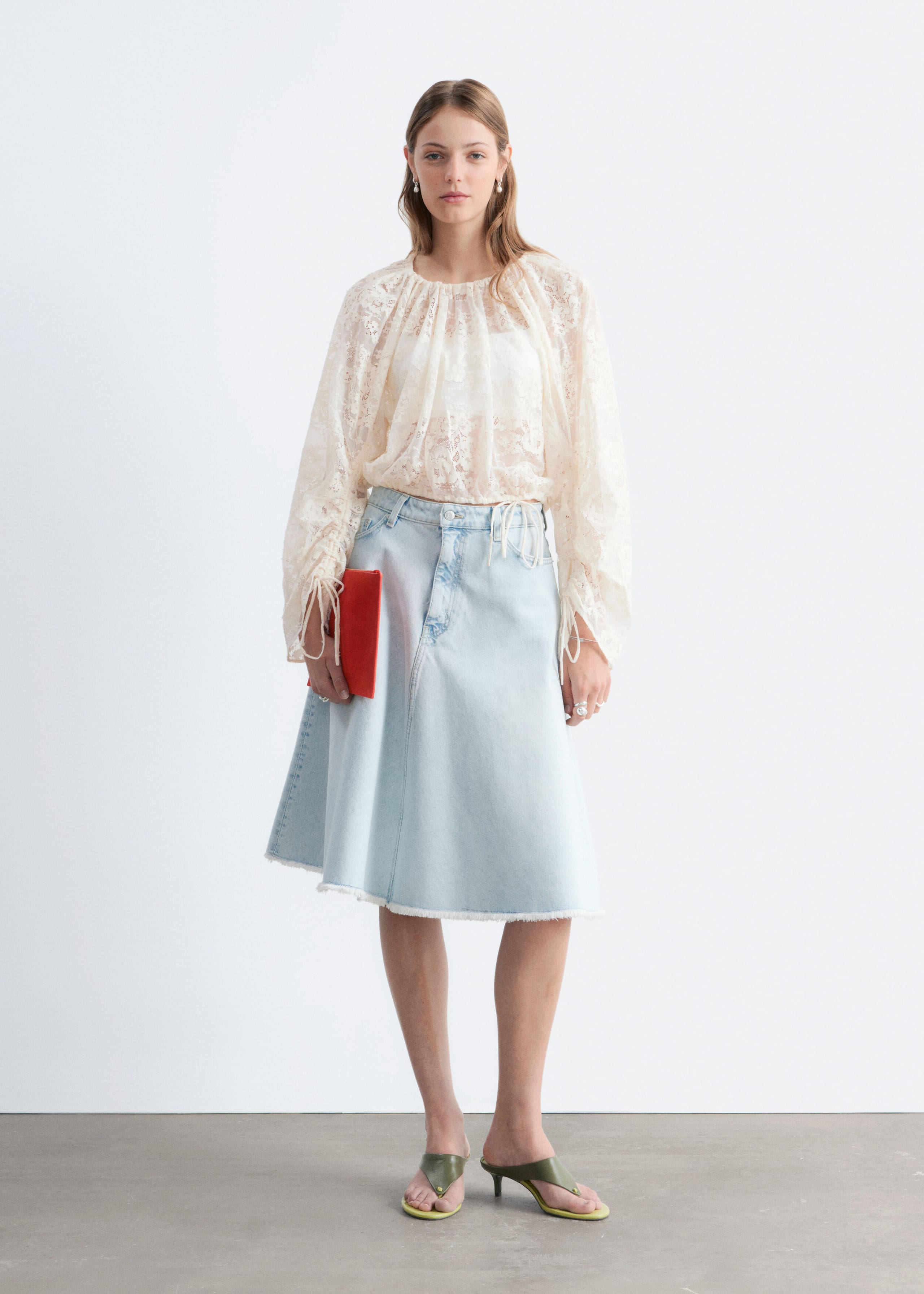 Image of Gathered Lace Blouse