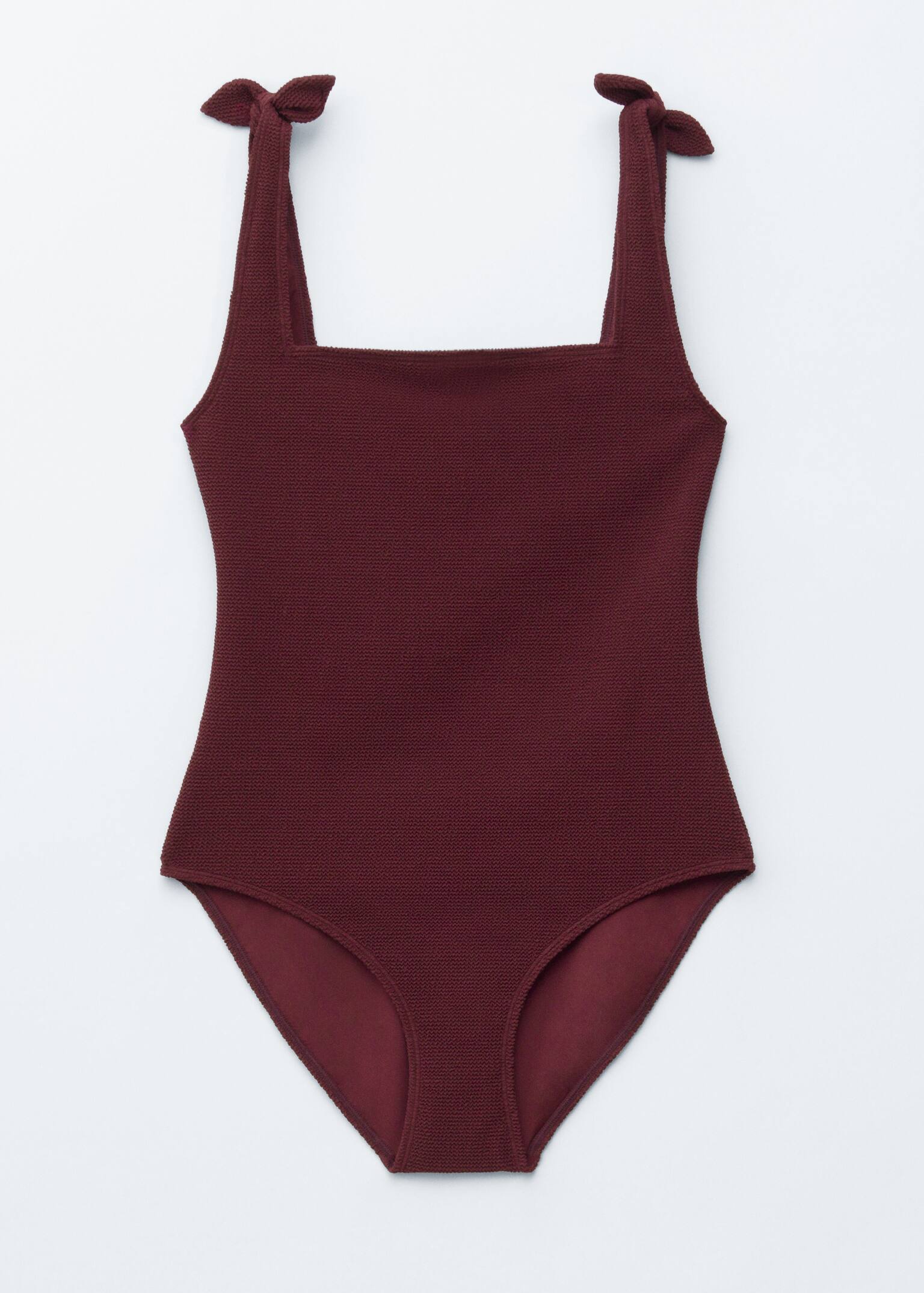 Badeanzug mit Schleife - Weinrot/Schwarz/Rosa/Orange - 1