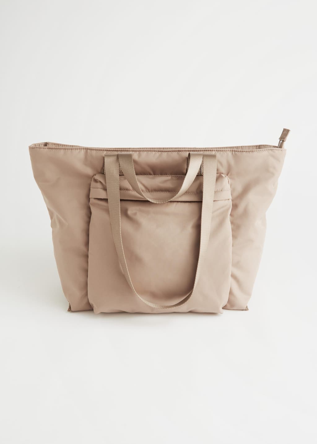 Nylon Front Pocket Tote Bag - Beige - Natura morta