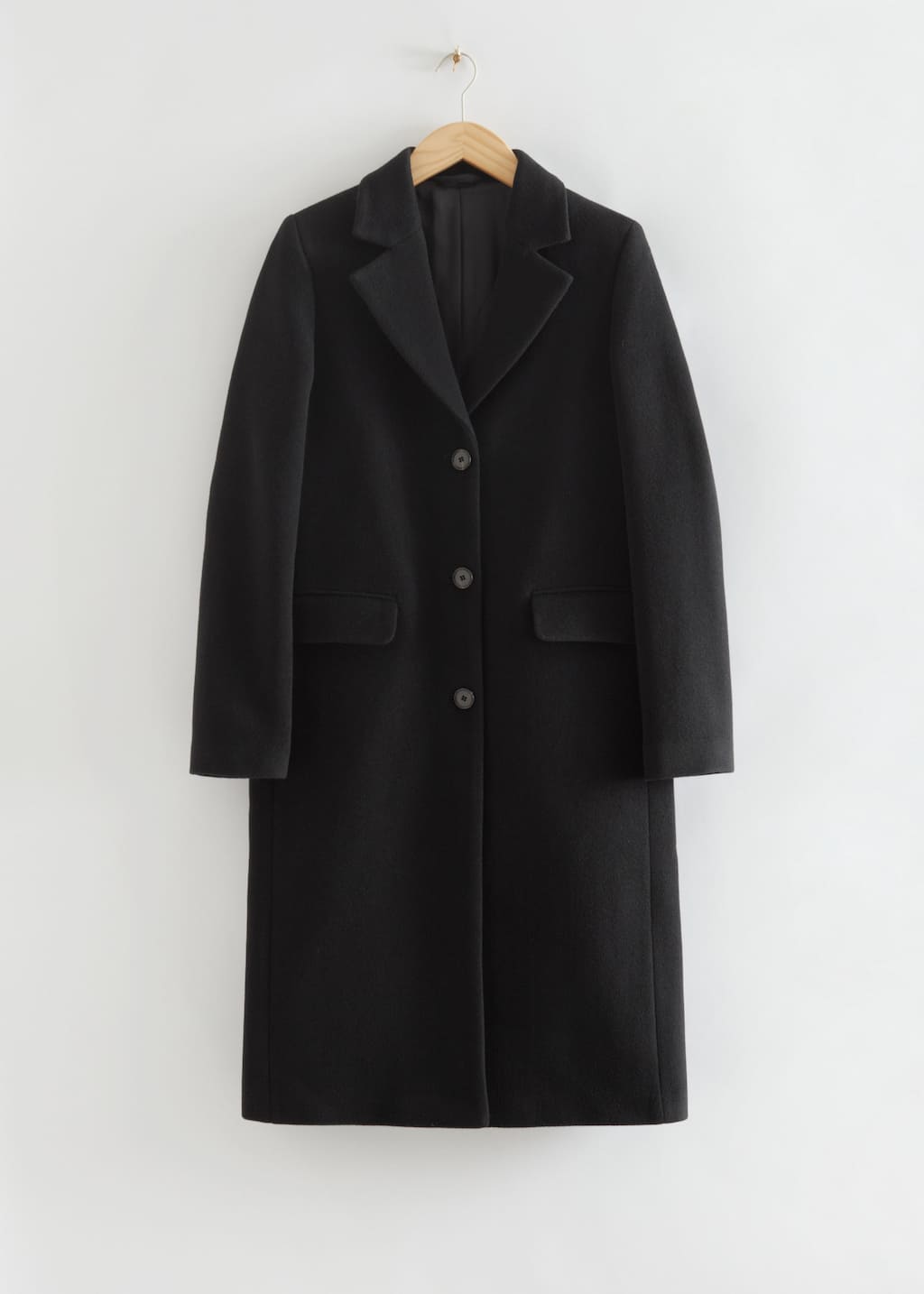 Relaxed Fit Wool Coat - Black - Still Life