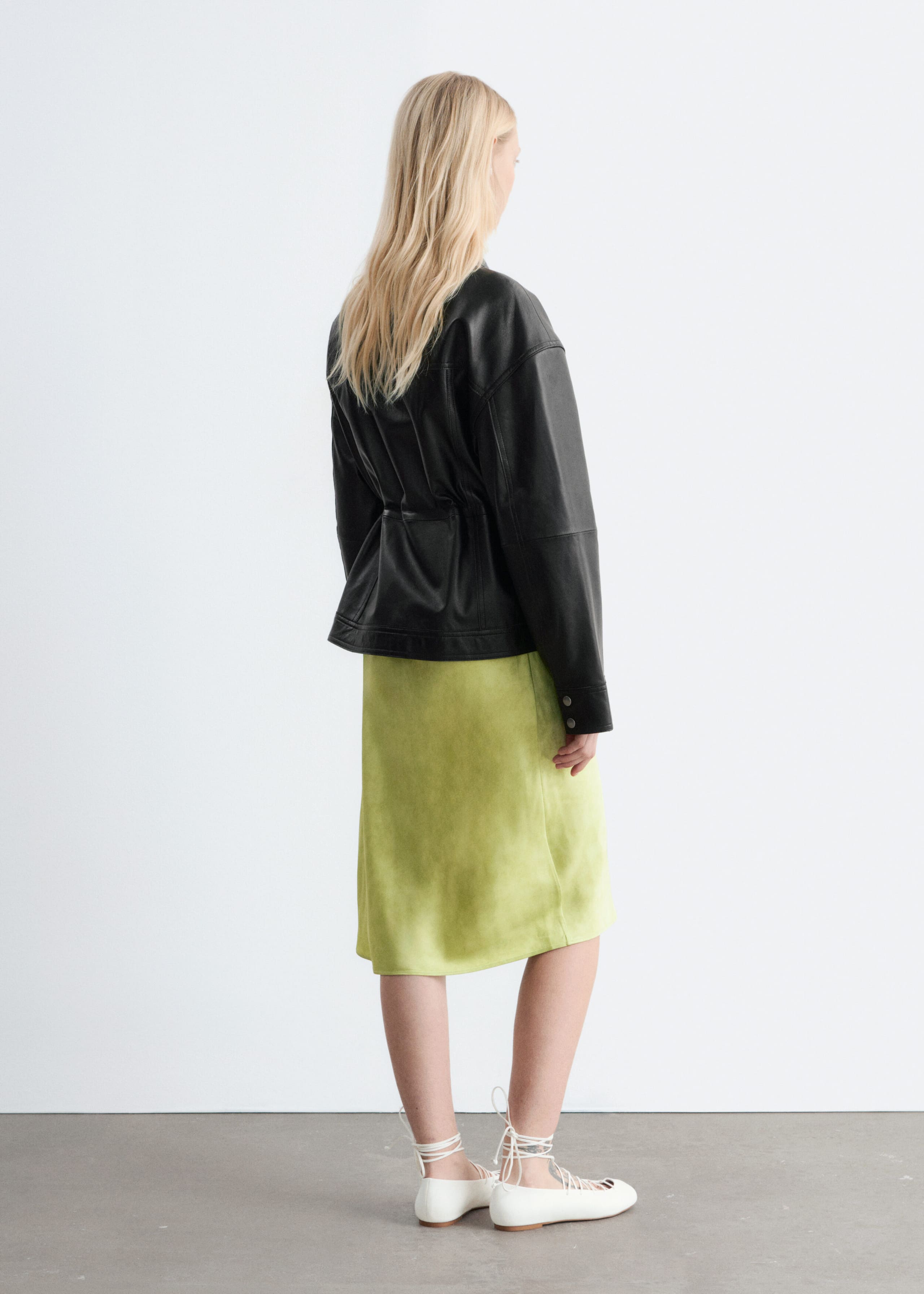 Drawstring-Waist Leather Jacket - Black - Lookbook