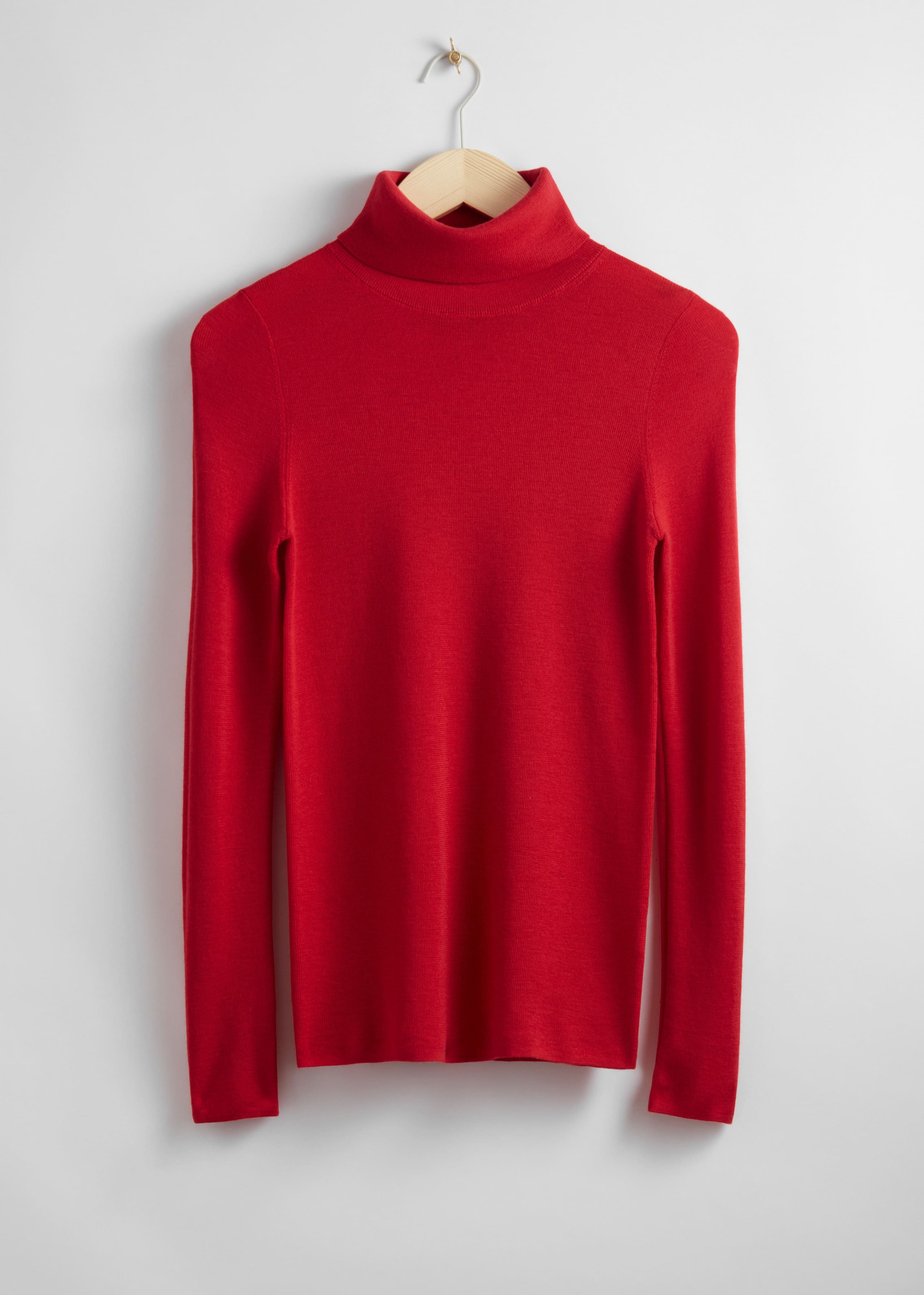 Jersey de lana merino con cuello alto - Rojo - Bodegón