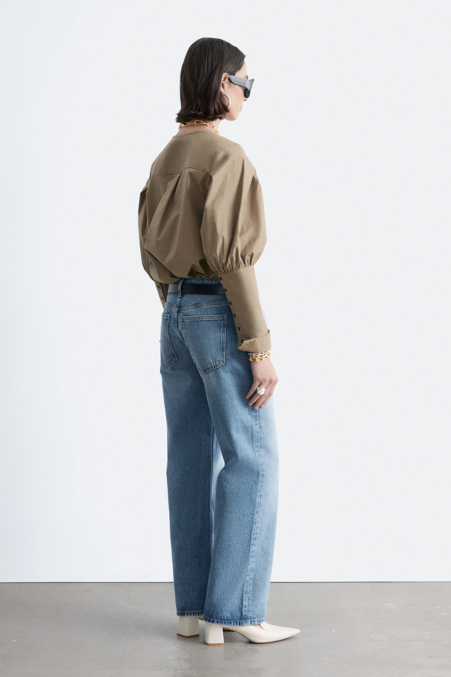 Jeans a gamba dritta - Blu polvere/Grigio chiaro - 7