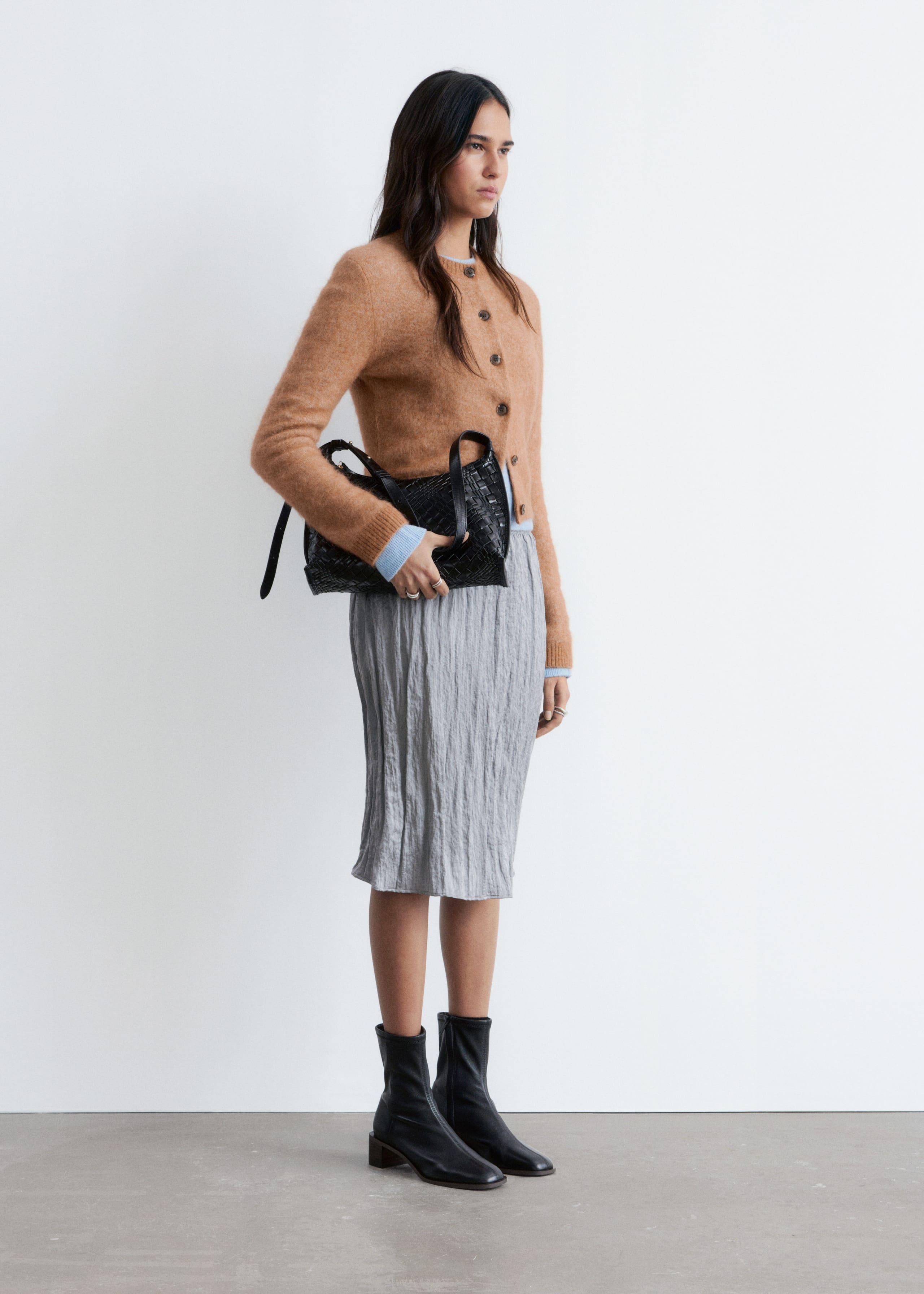 Mohair-Blend Brushed Cardigan - Peach - Lookbook