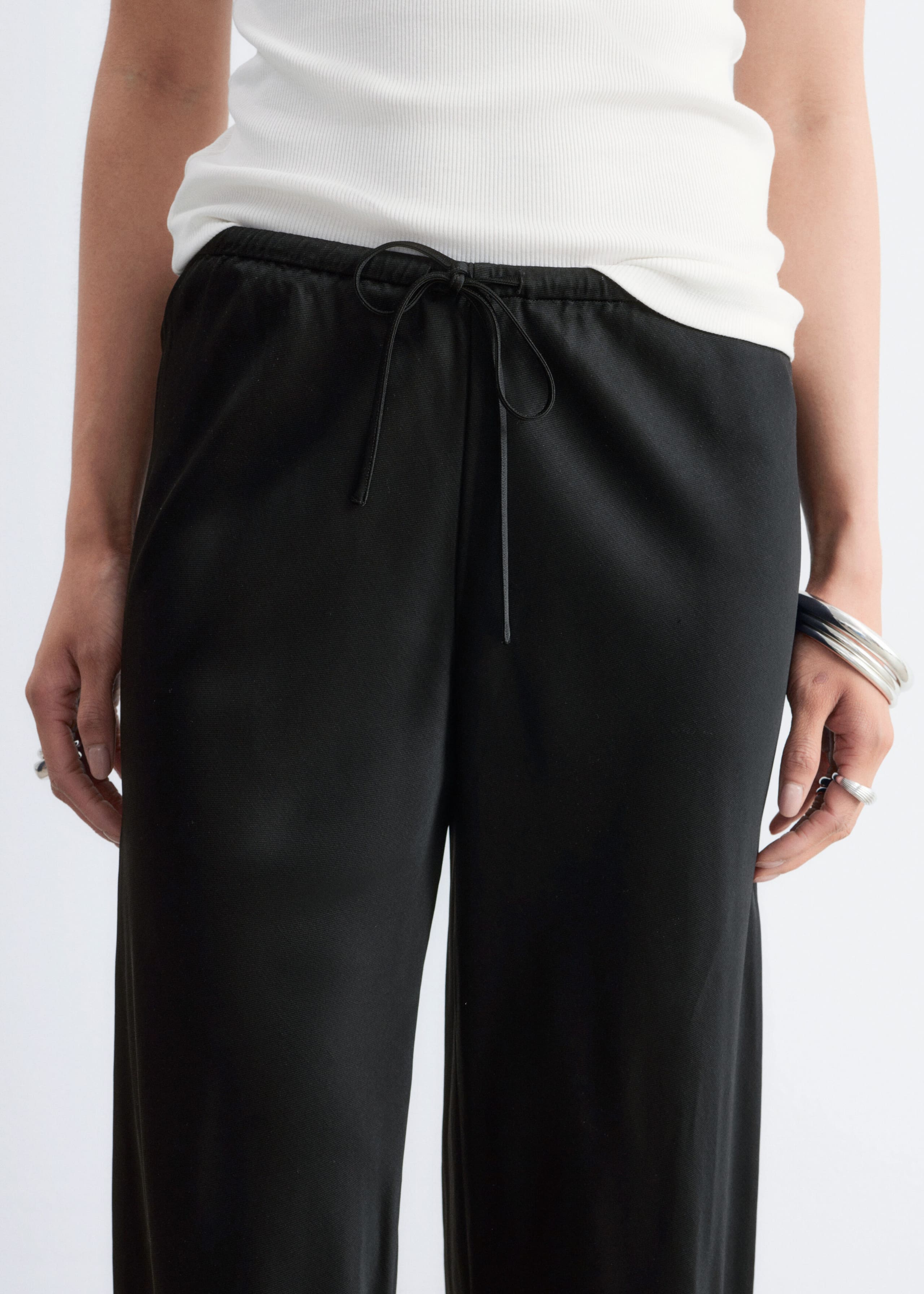 Image of Drawstring Twill Trousers
