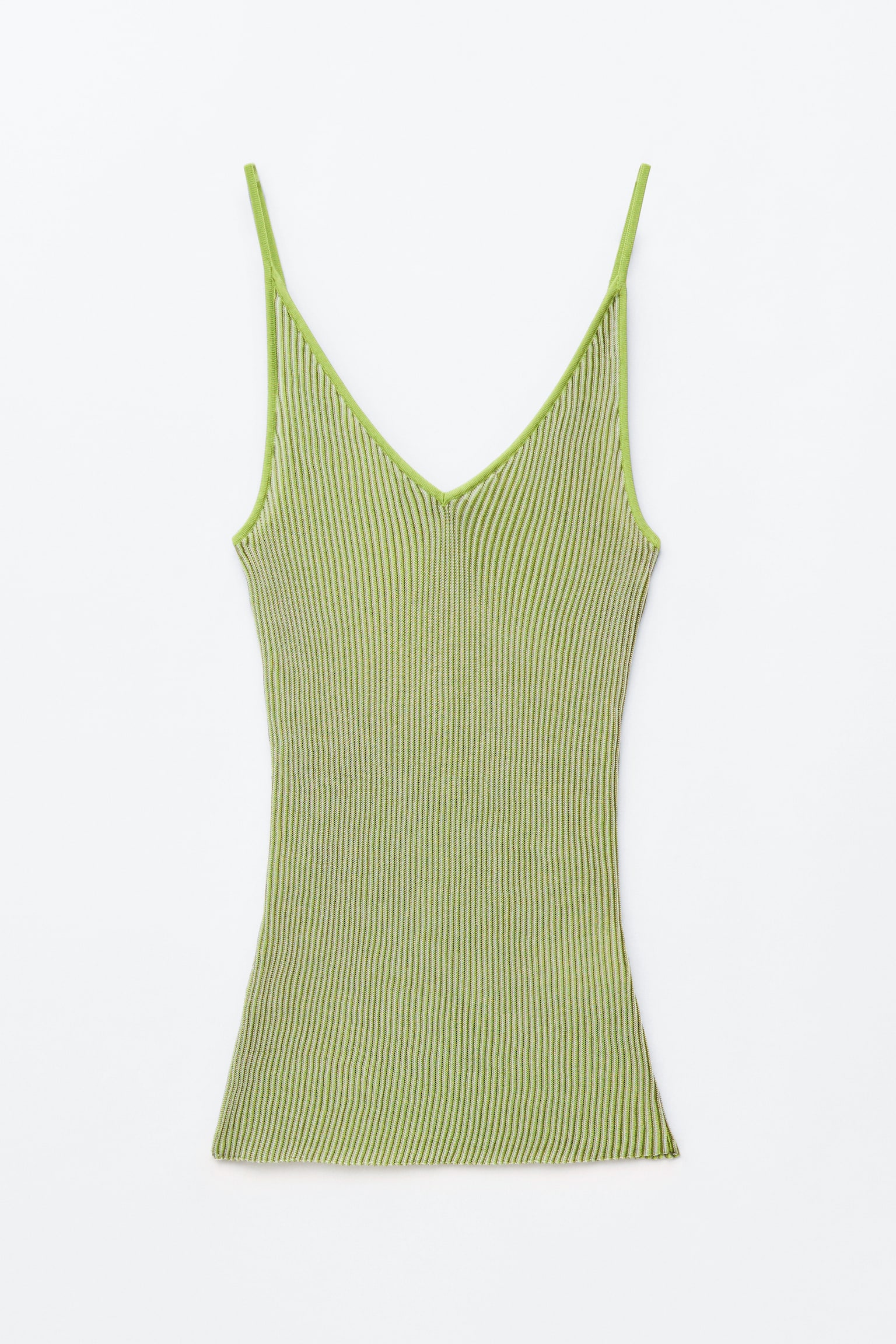 Ribstrikket camisole - Grøn - 2