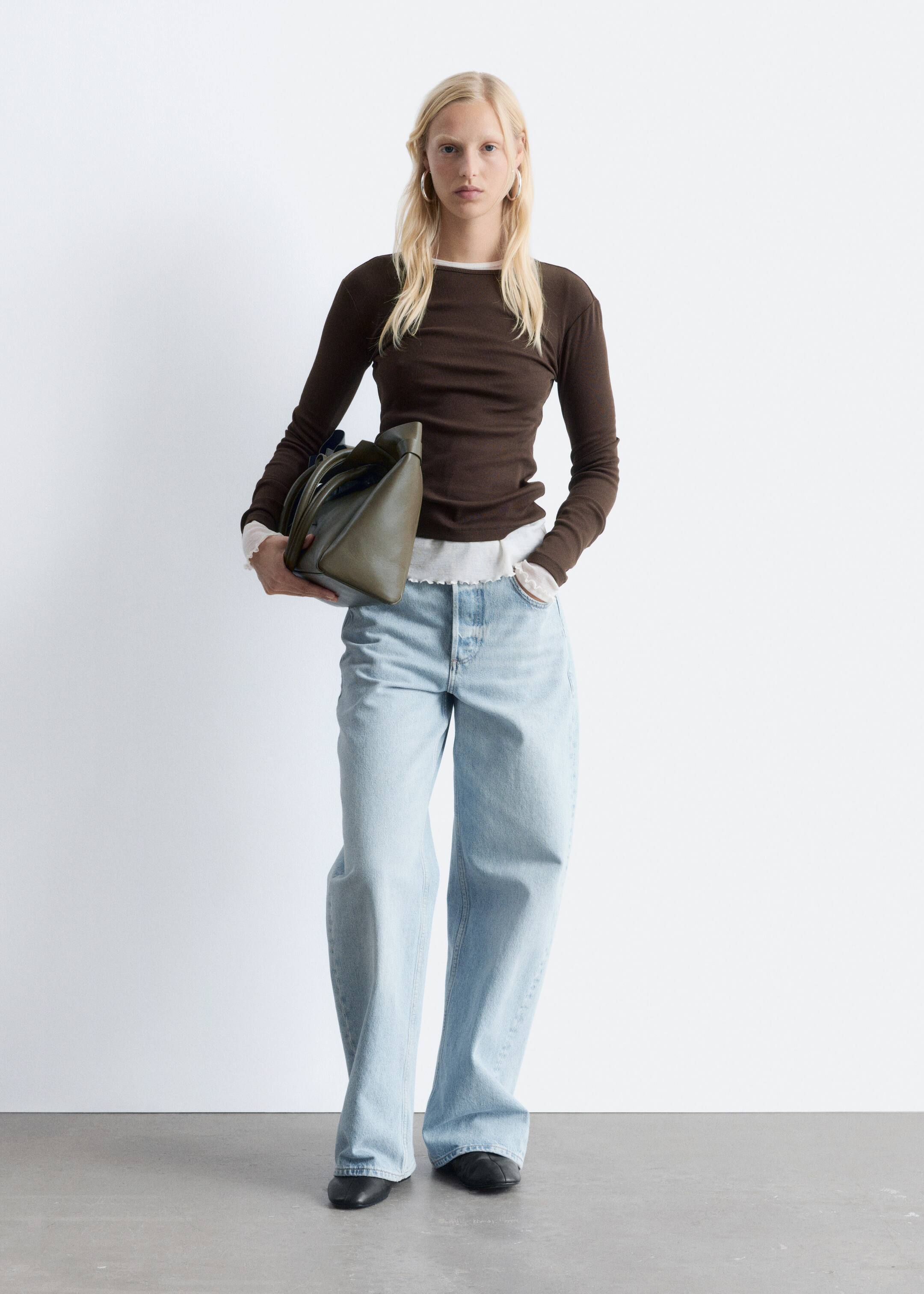 View larger image: Ribbed Long-Sleeve Top - Dark Brown - Ladies | H&M GB 2