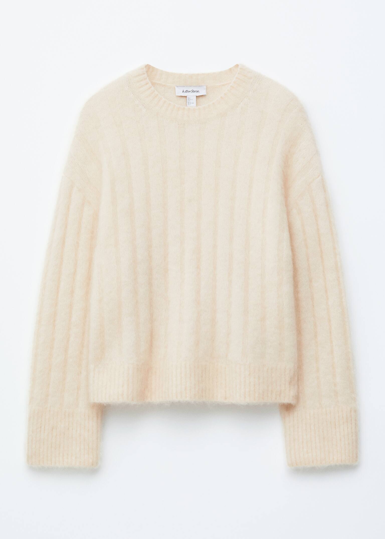 Mohair-Blend Rib-Knit Jumper - Cream/Dark Beige - 2