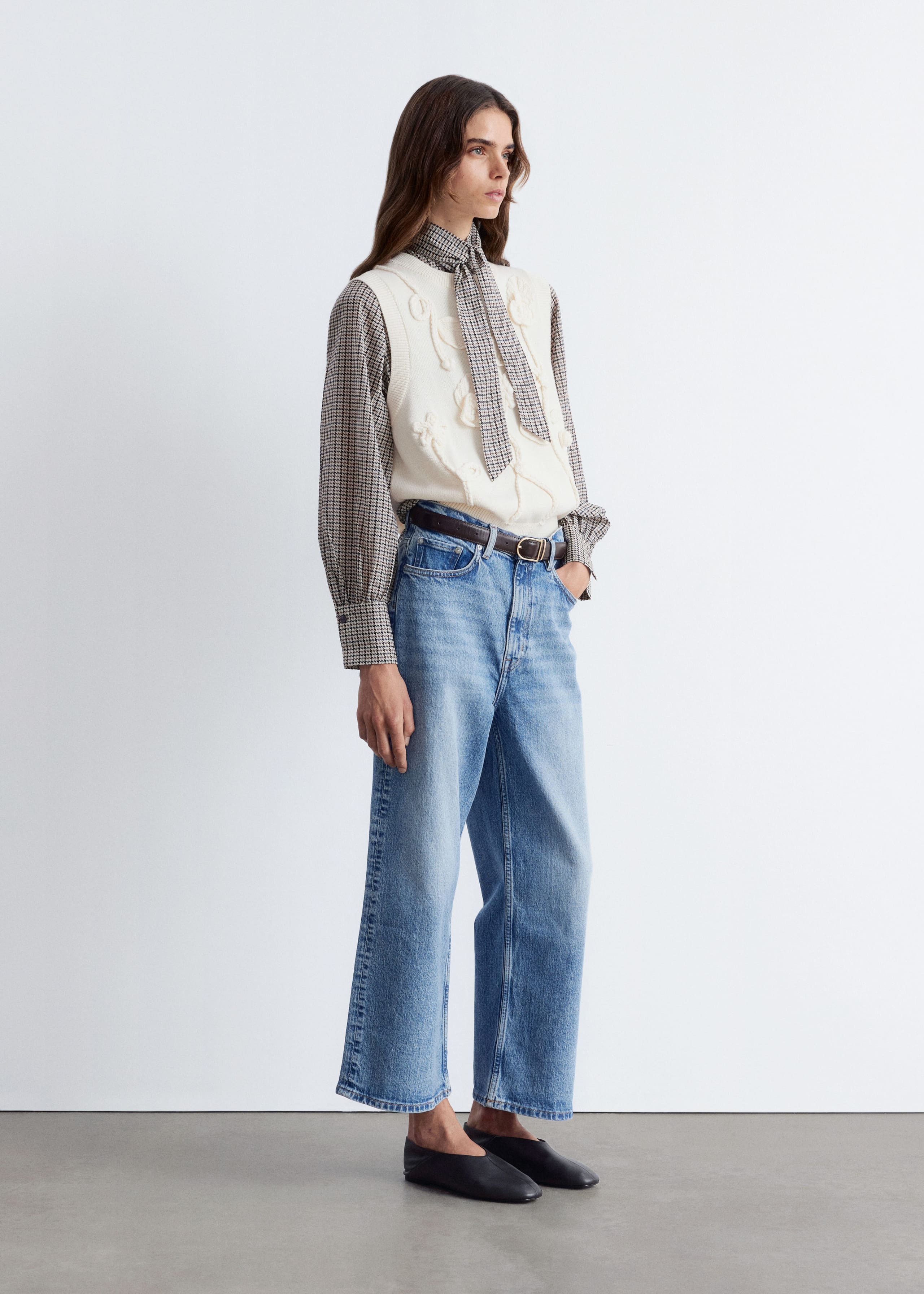 Image of Floral-Appliqué Sweater Vest