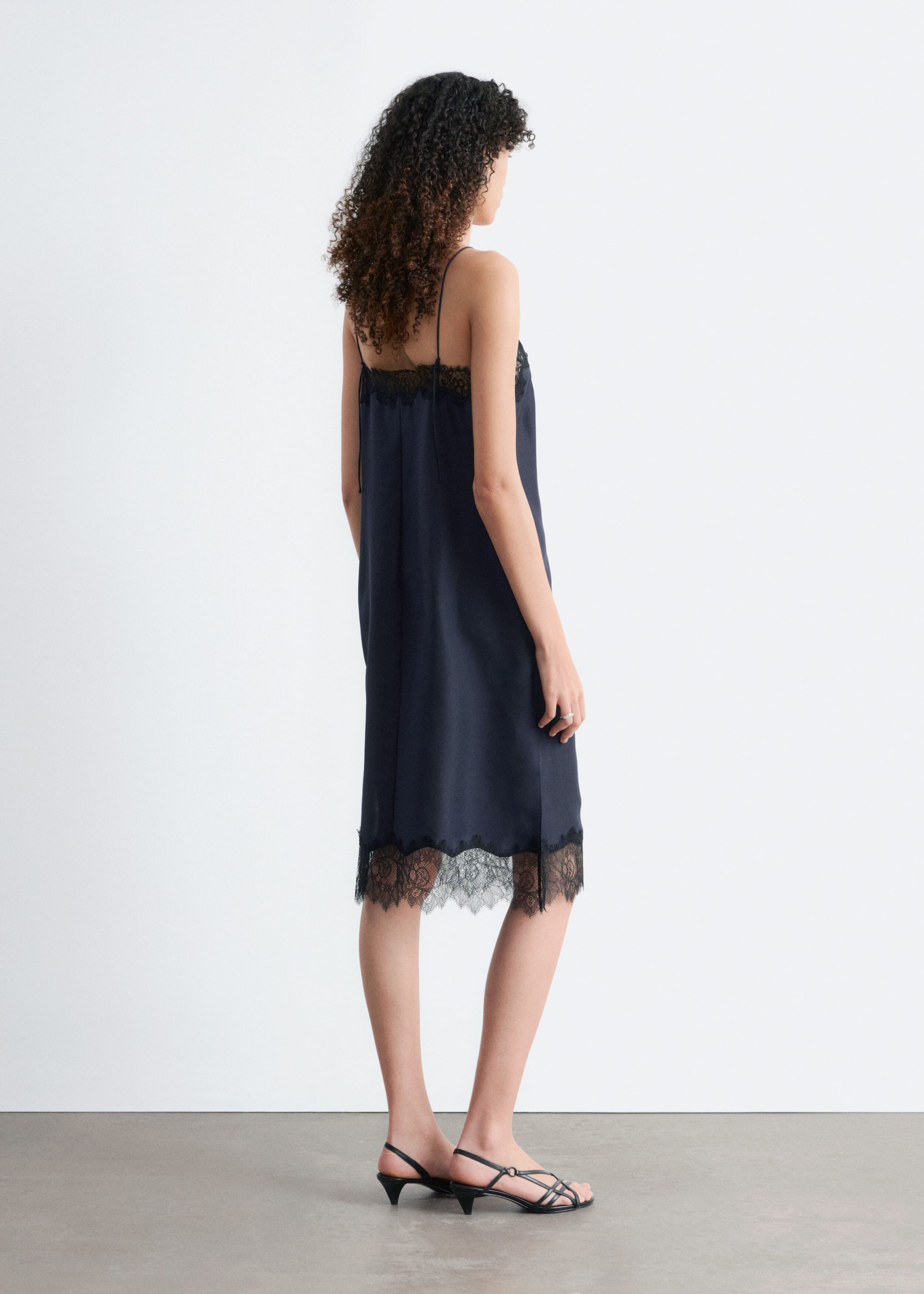 Silk Slip Midi Dress - Black - Lookbook