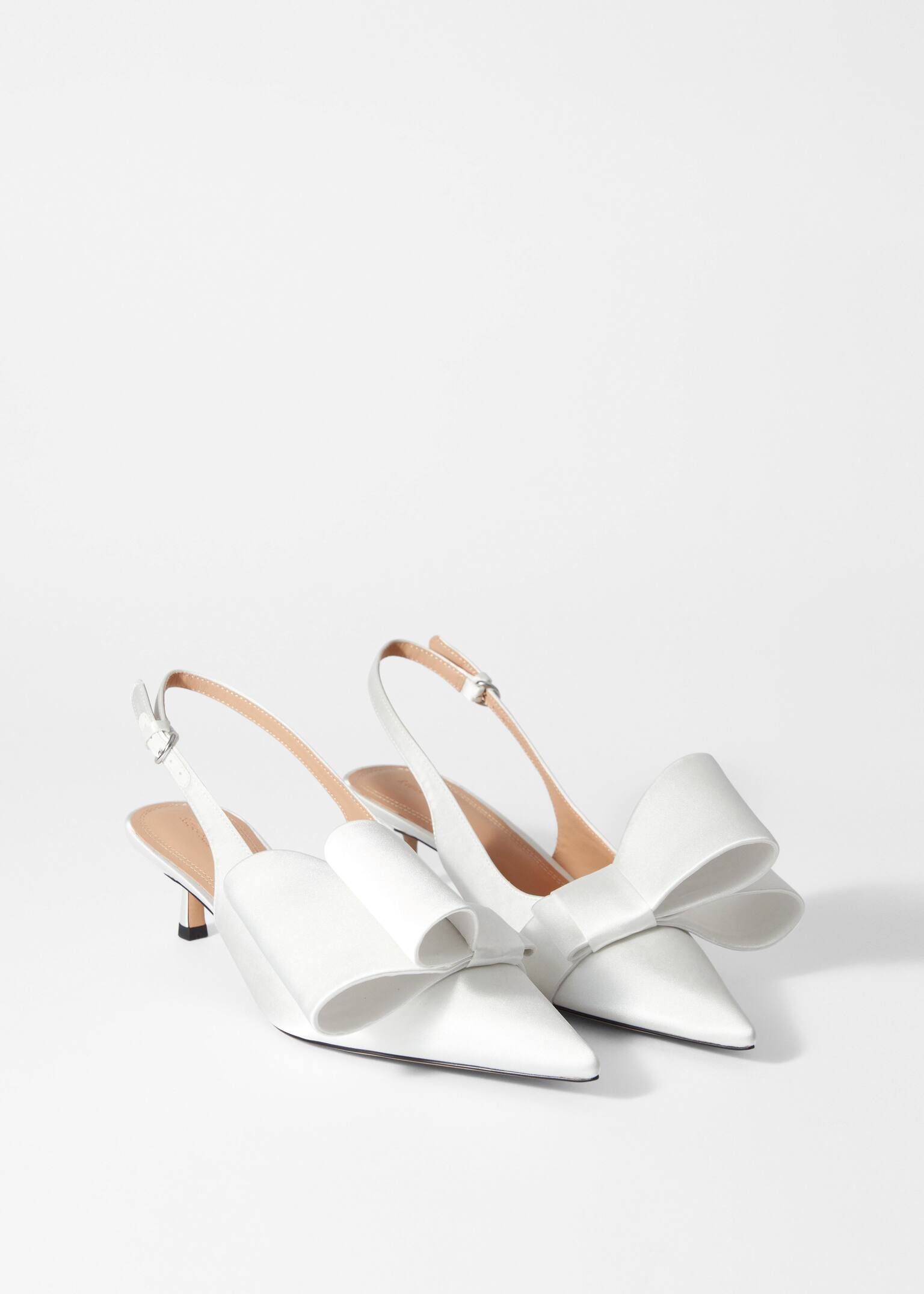 Escarpins en satin ornés de nœuds - Blanc - 6
