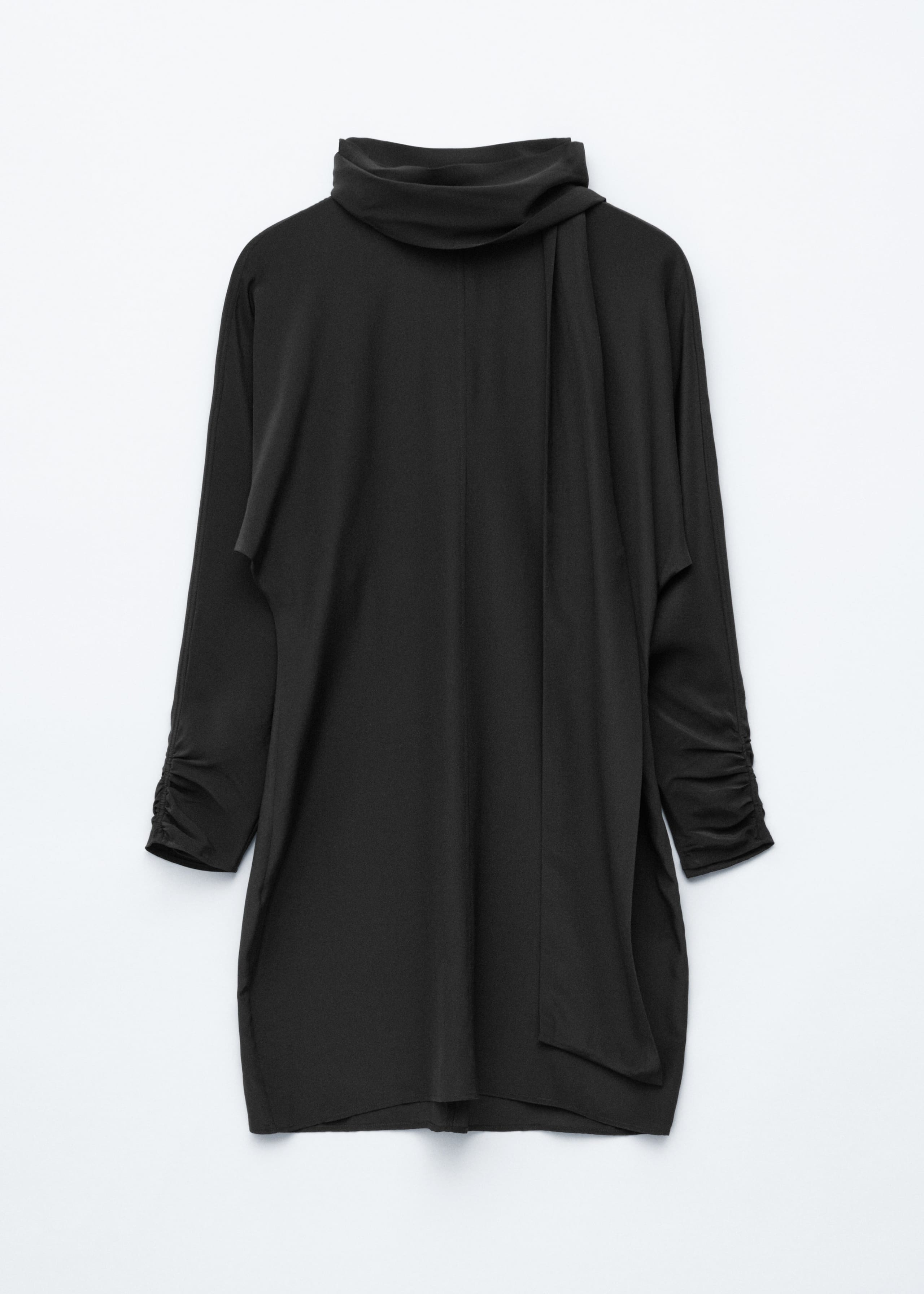 Image of Bow-Collar Silk Mini Dress