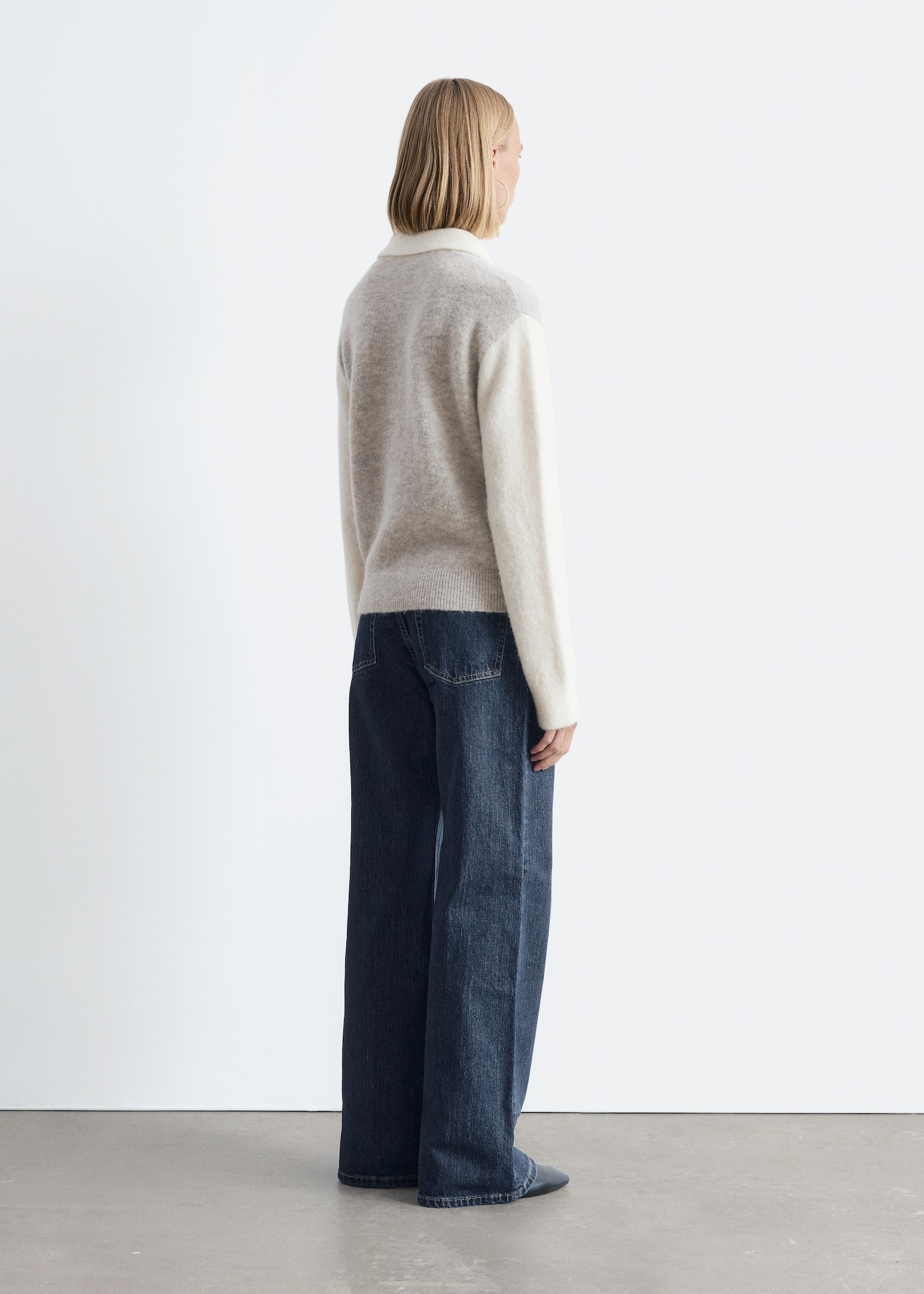 Pull à col en laine d’alpaga mélangée - Gris clair/Blanc/Noir/Jaune clair - 4