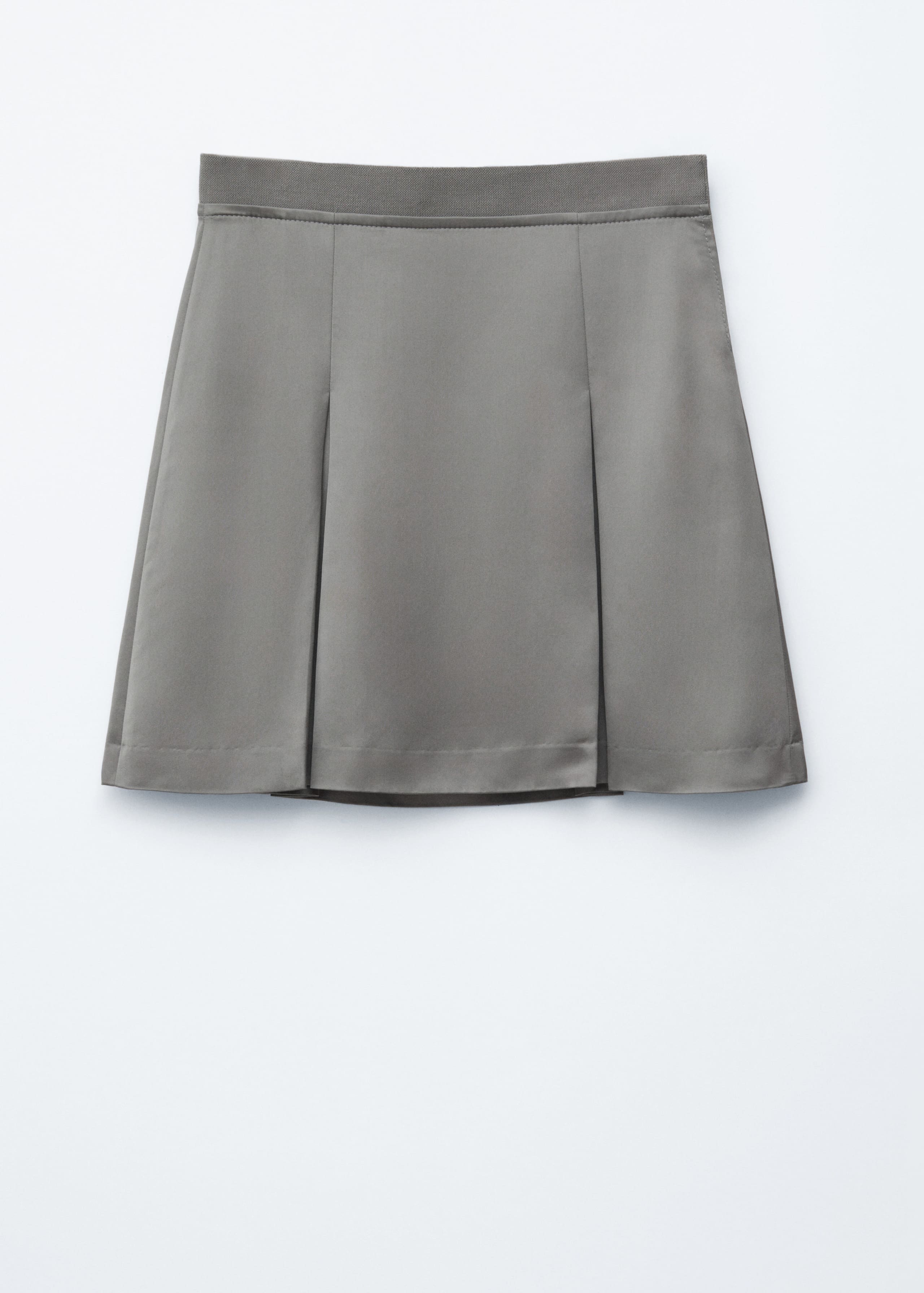 Image of Pleated Knee-Length Satin Skirt