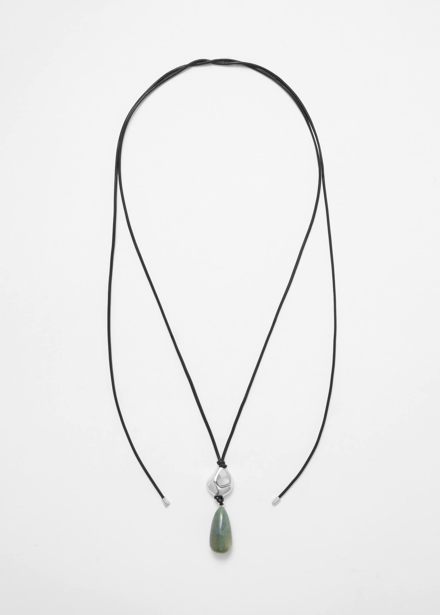 Koordketting met steenhanger - Groen gemarmerd