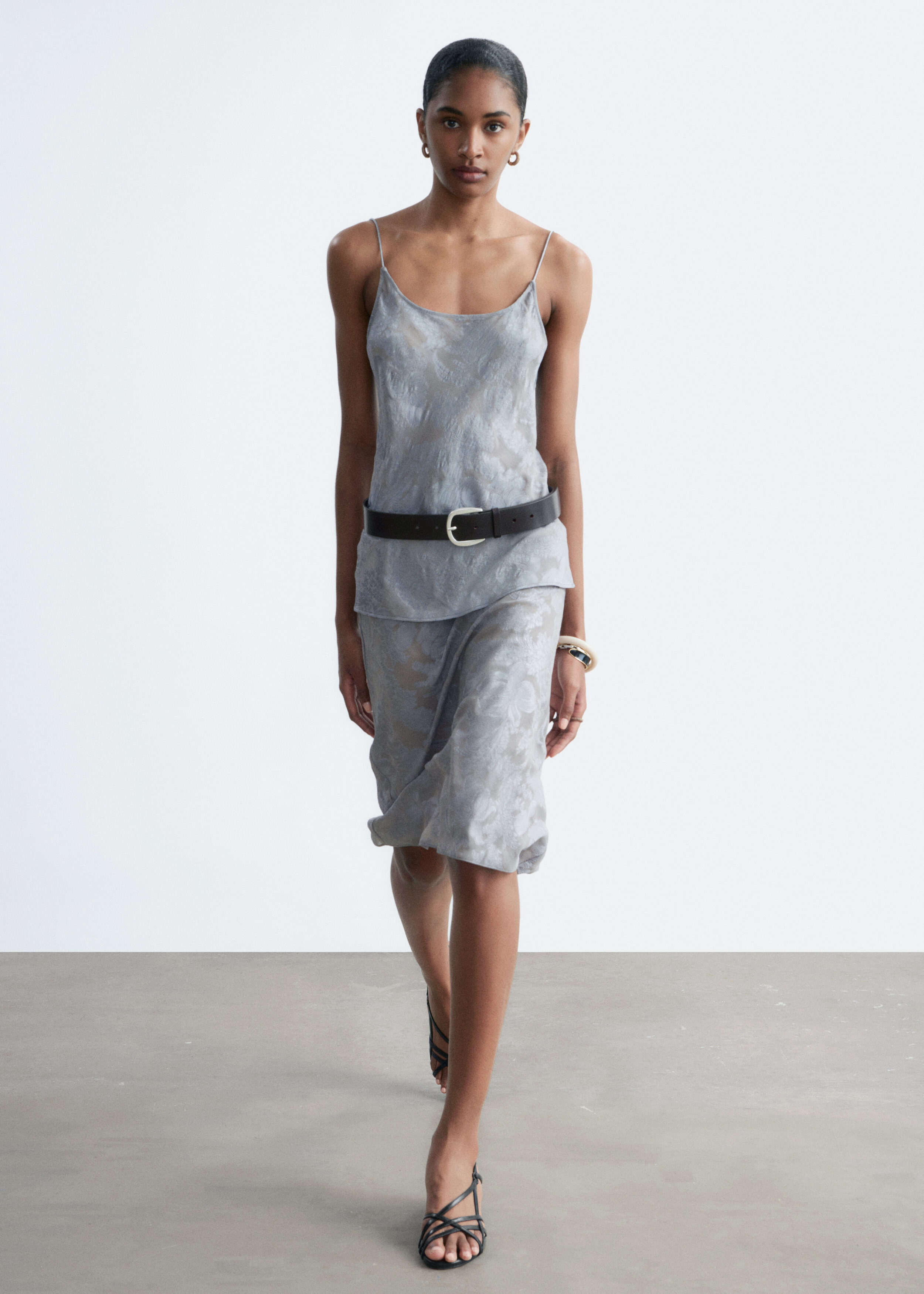 Sheer Silk-Blend Midi Skirt - Grey - & Other Stories US