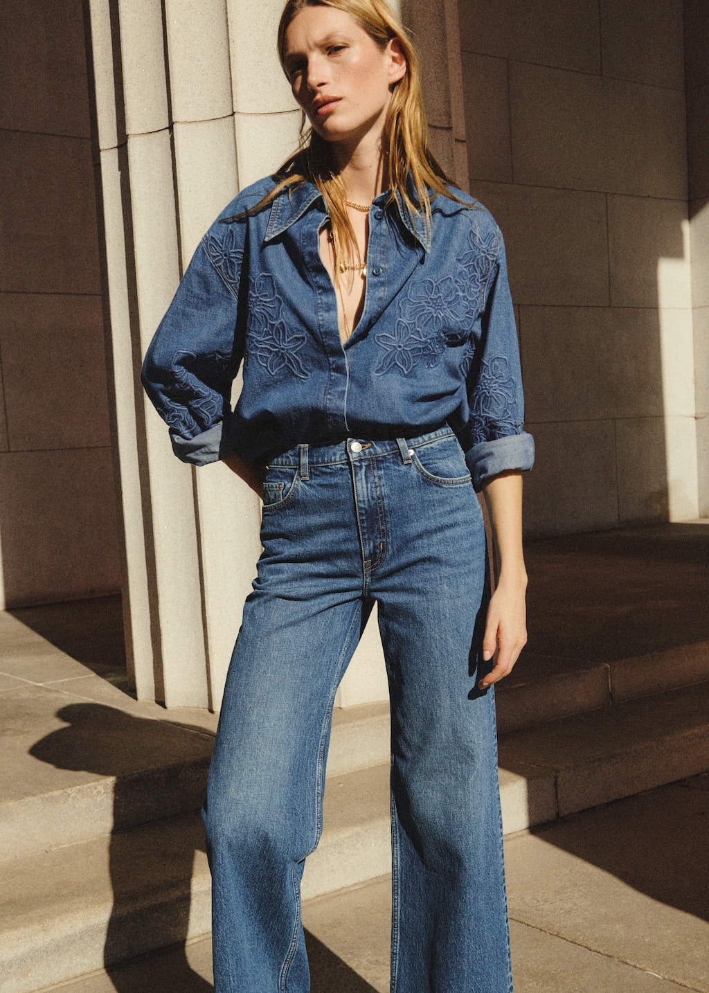 Image of Embroidered Denim Shirt