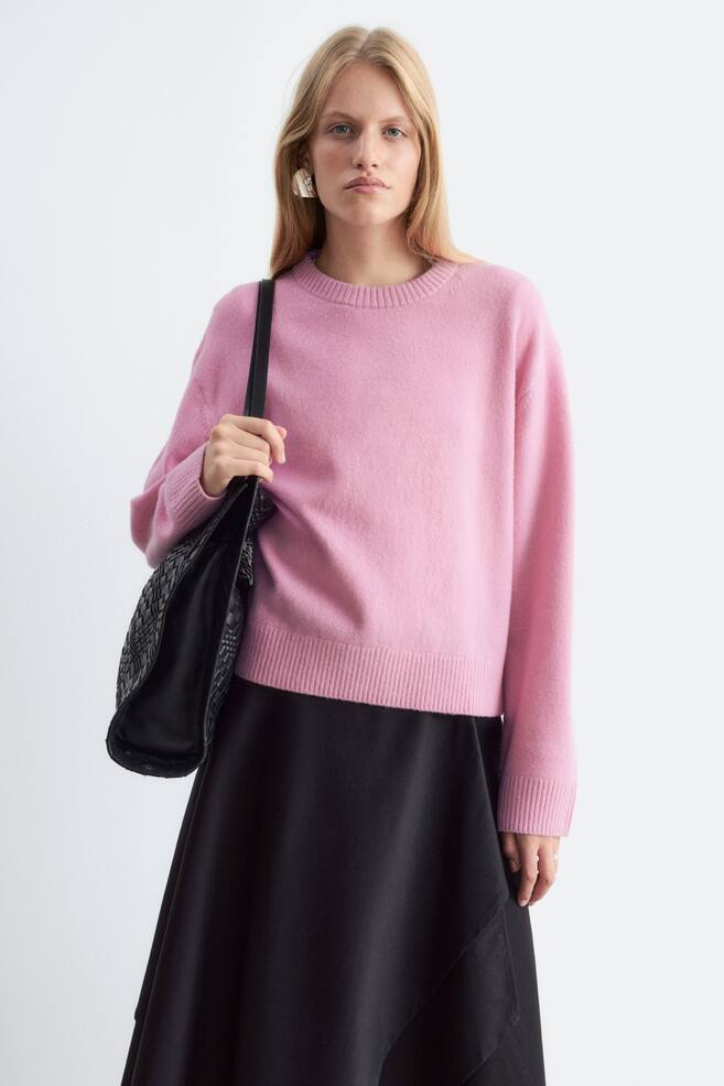 Boxy Knit Jumper - Pink/Dark Brown/Green/Dark Mole/White/Black Stripes/Dark Blue/Lilac - 1