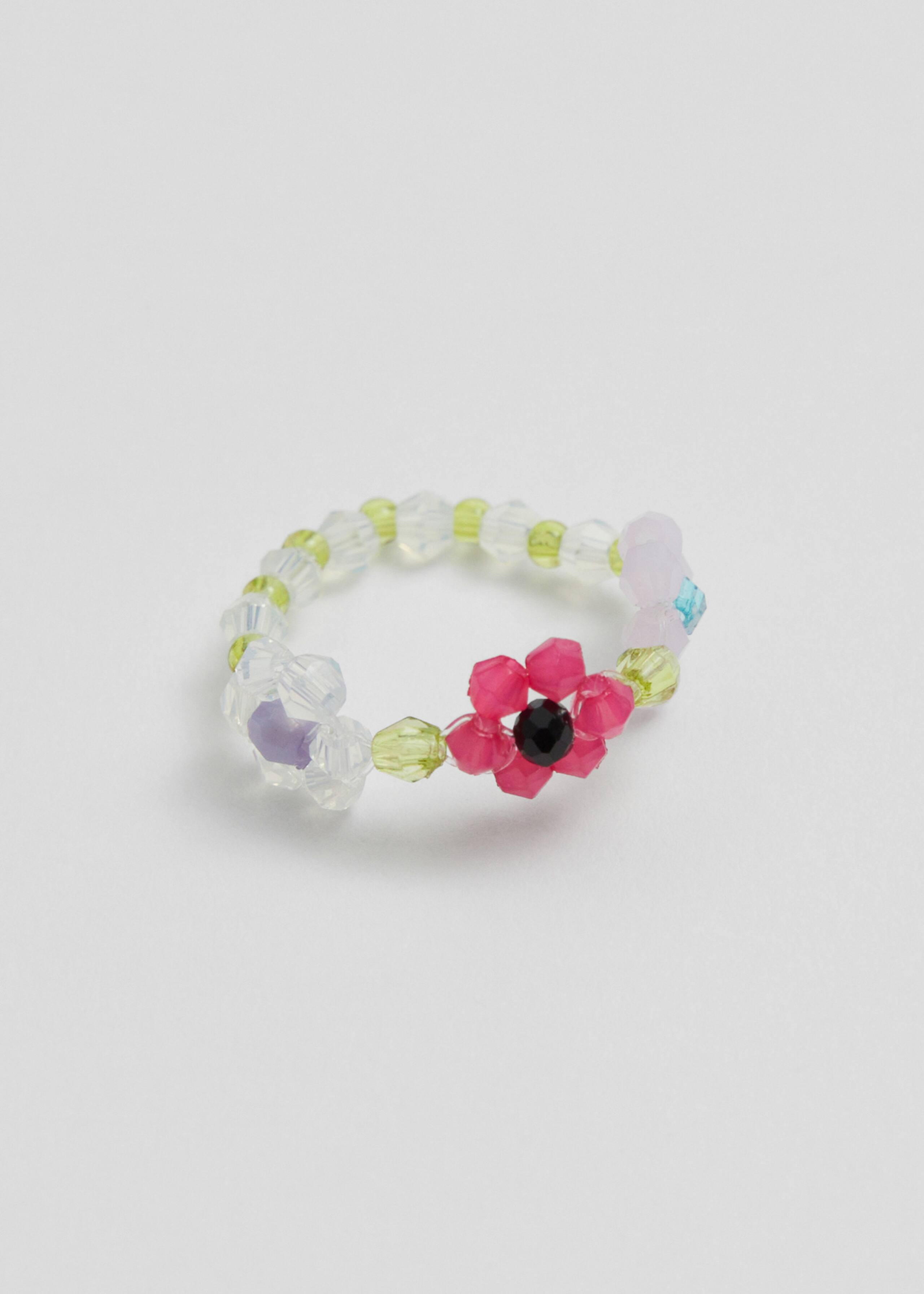Flower Beaded Ring Pink/Green