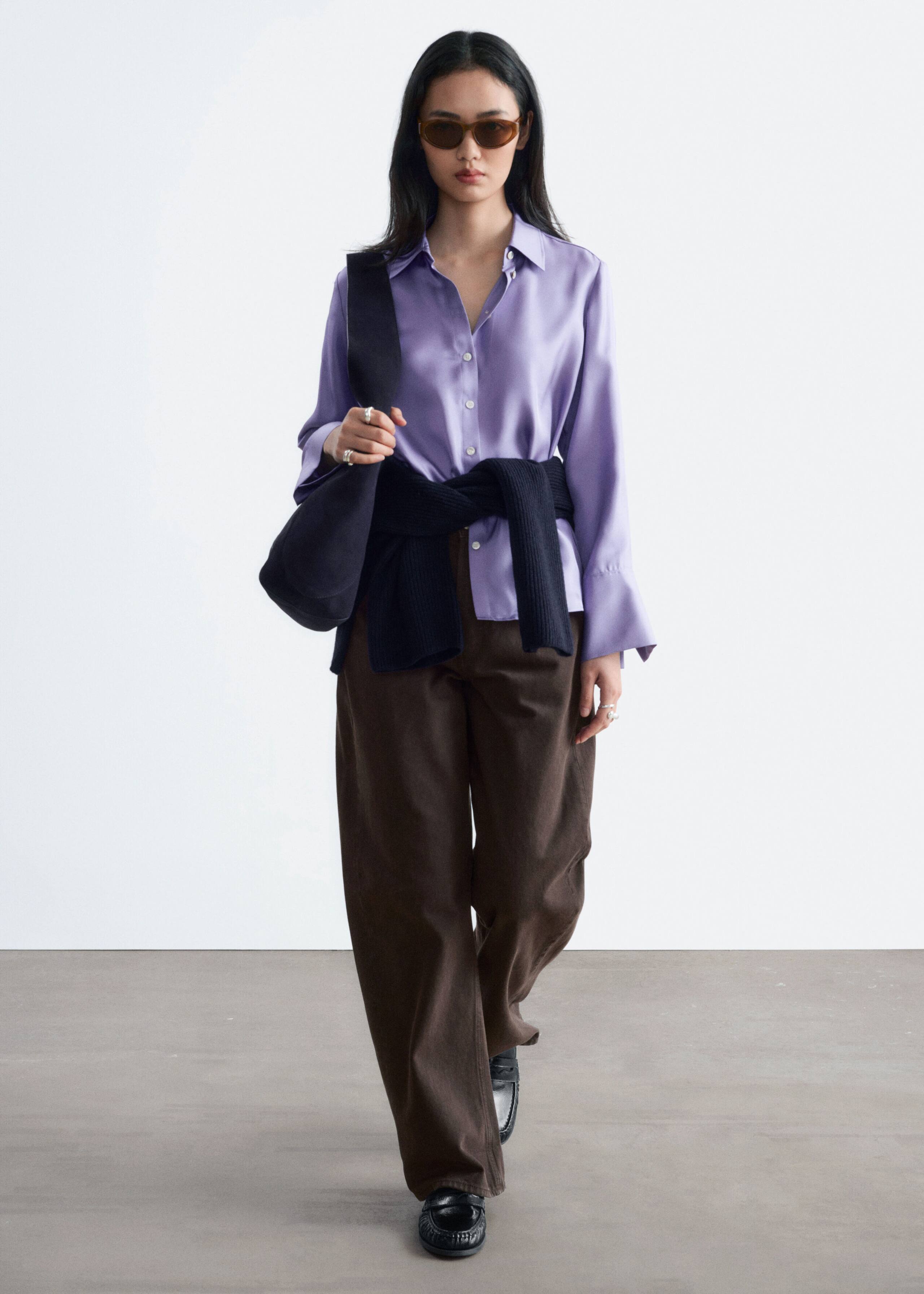 Relaxed Silk Shirt - Dark Blue - Lookbook