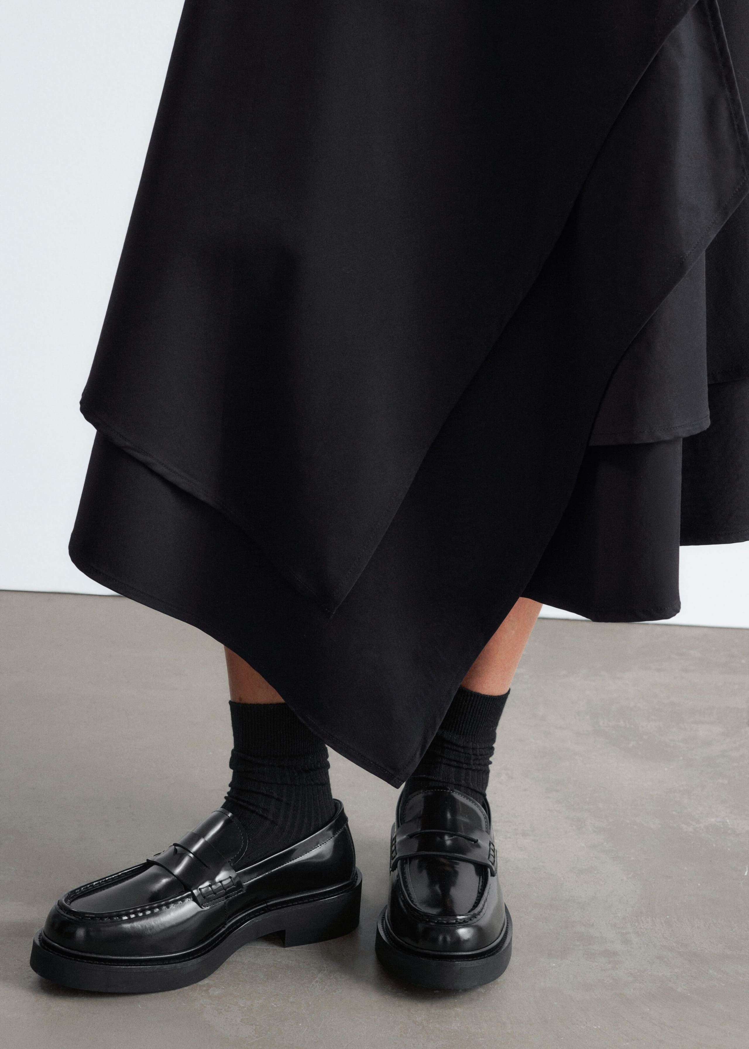 Leren loafers met dikke zool - Zwart - Stilleven