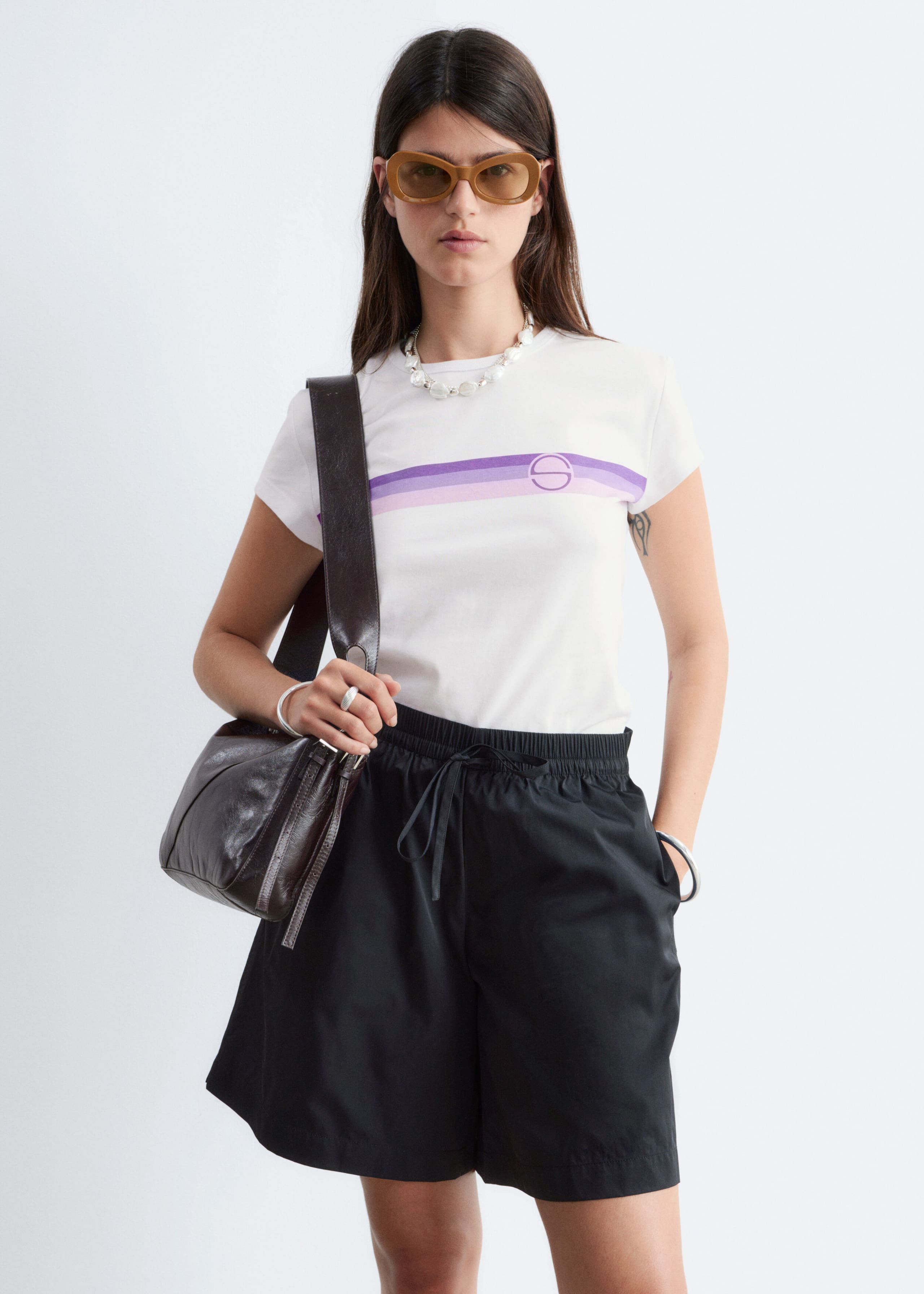 Camiseta estampada en punto de algodón - Rosa/Estampado gráfico - Lookbook